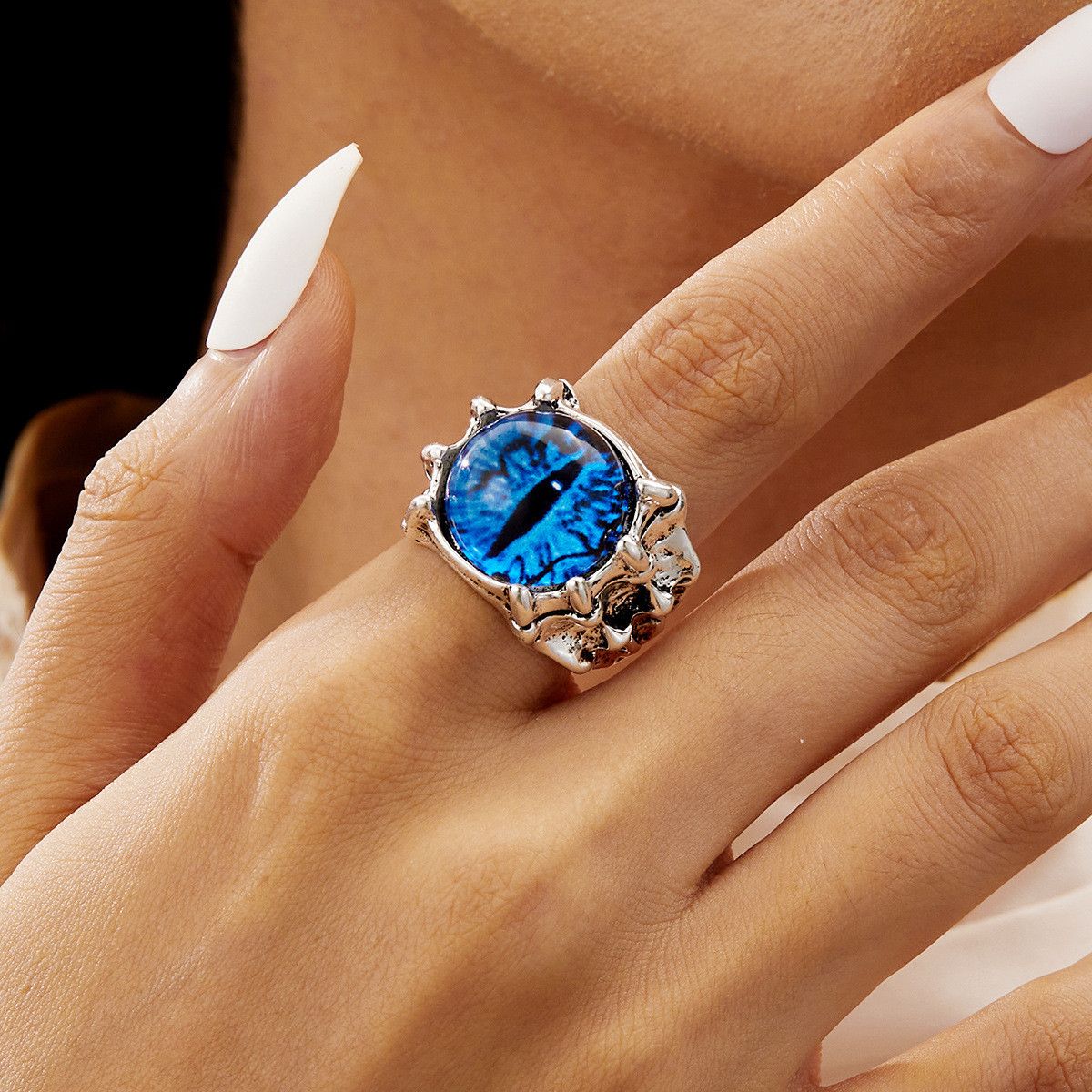 Jewelry Skeleton Devil's Eye Jewelry Rings Chrome Ring (Size 7-13) Size ONE SIZE - 3 Thumbnail