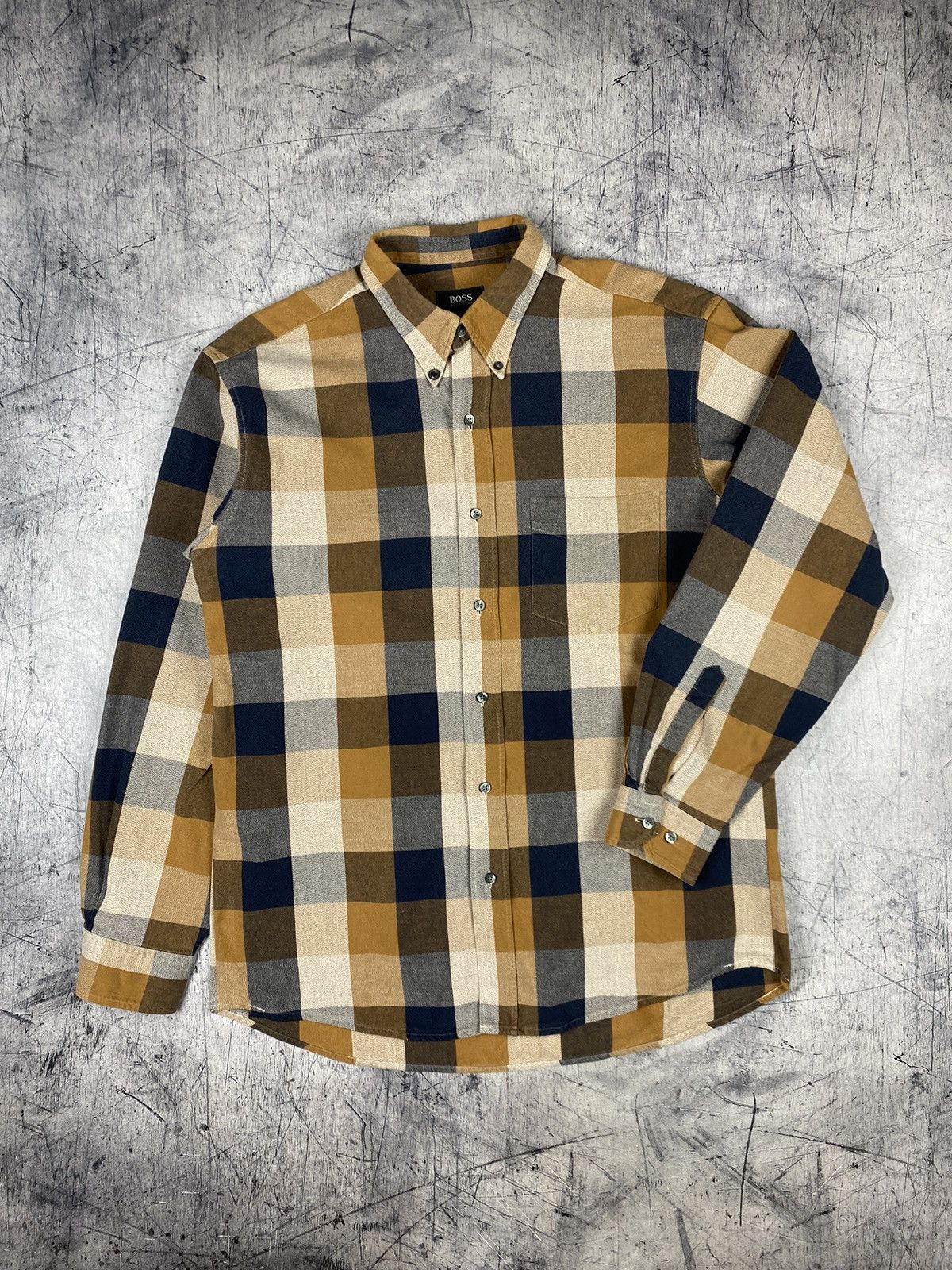 Hugo × Hugo Boss × Vintage Vintage Hugo Boss Checked Designer Button Up Shirt Size US XL / EU 56 / 4 - 2 Thumbnail