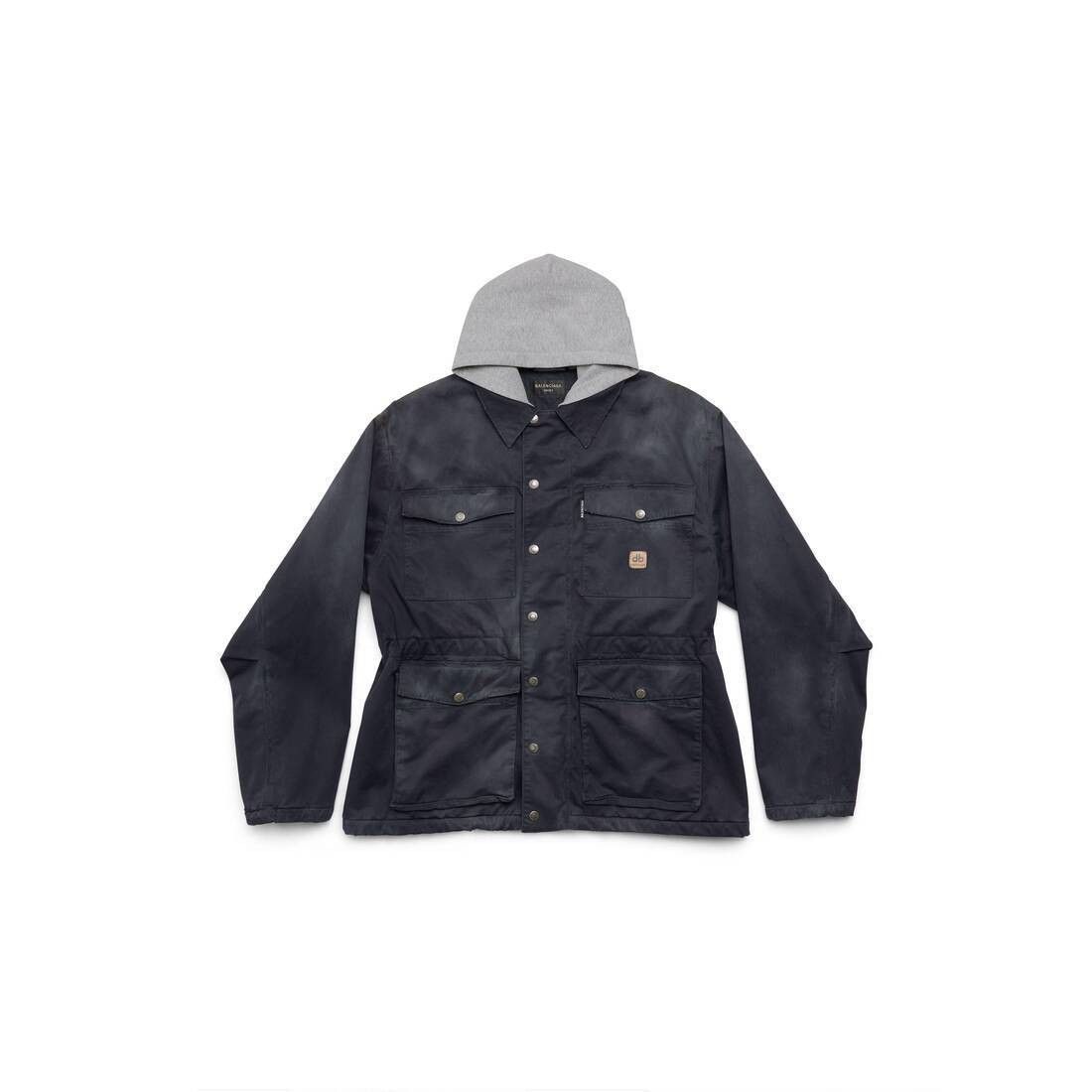 Balenciaga o1srvl11e0925 Double B Workwear Parka in Navy Size US L / EU 52-54 / 3 - 1 Thumbnail
