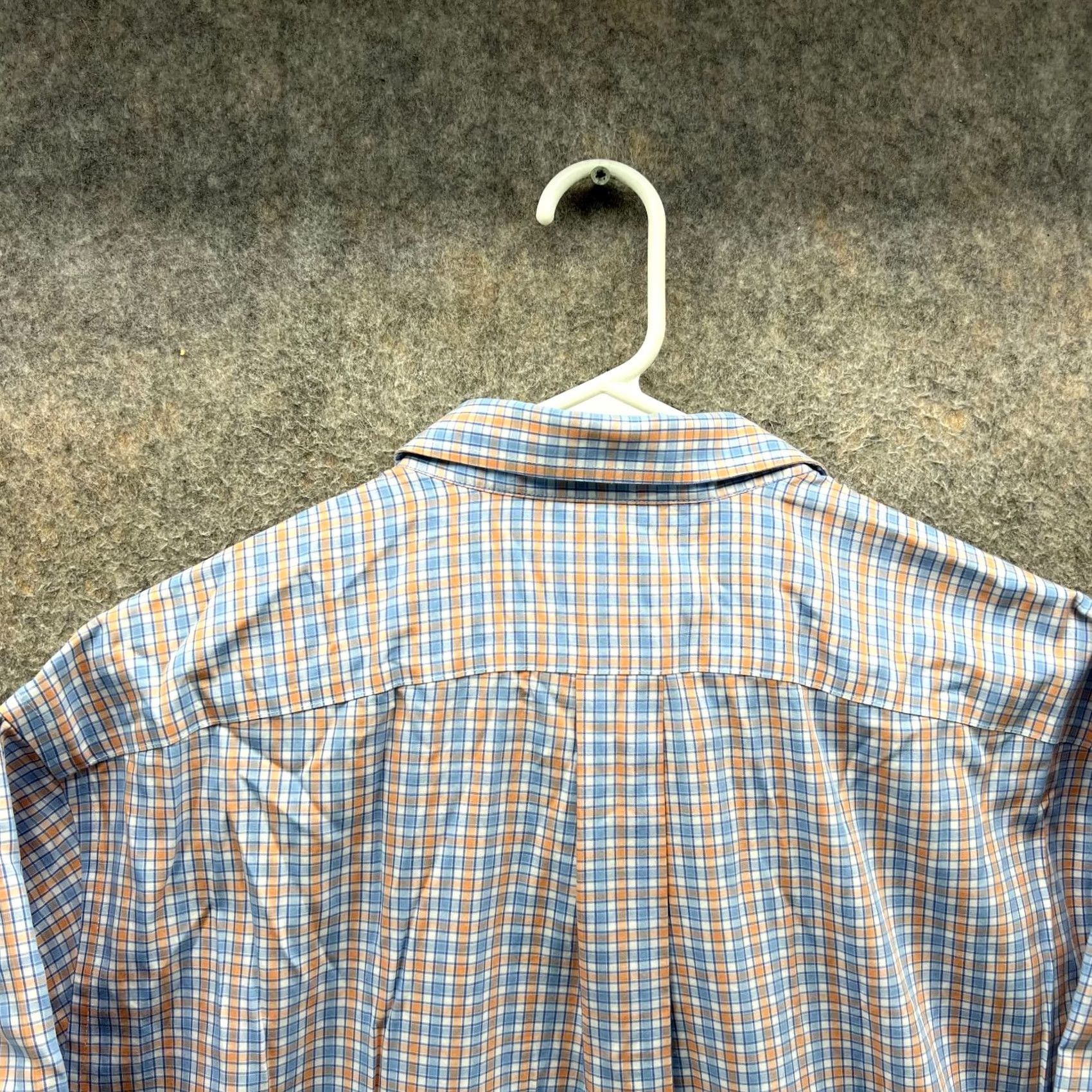 Vintage L.L. Bean Shirt Men Large Blue Orange Button Down Tall Gingham Short Sleeve Oxford Plaid First Size US L / EU 52-54 / 3 - 2 Thumbnail