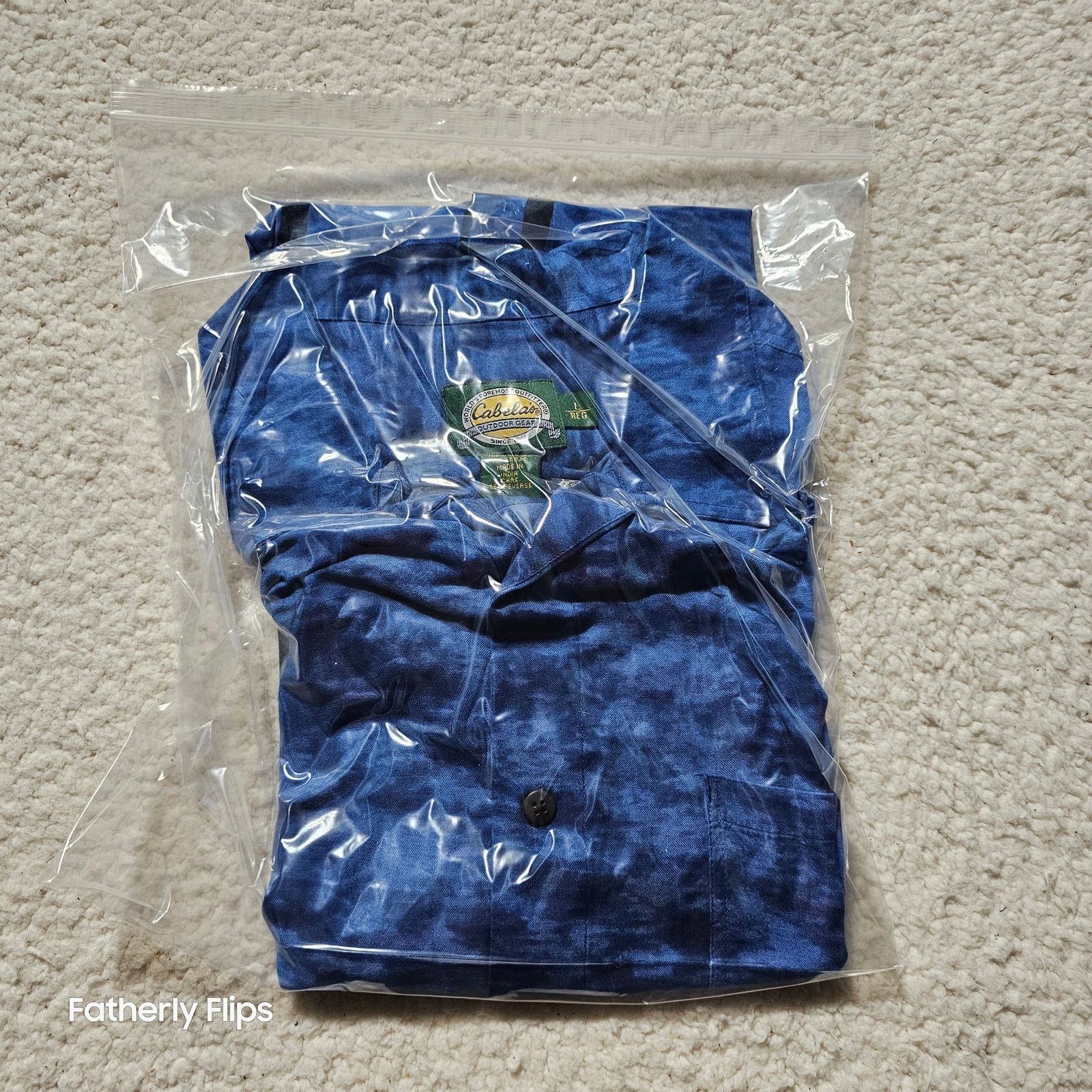 Cabelas Cabela’s Men’s L Rayon Hawaiian Shirt Blue Palm Trees SS Size US L / EU 52-54 / 3 - 8 Thumbnail