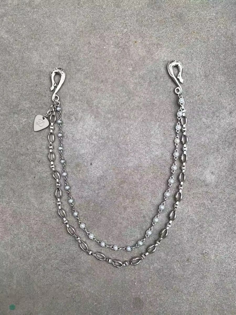 Jewelry Carving Flowers Tang Grass Double-deck Metal Pearl Keychain Size ONE SIZE - 3 Thumbnail