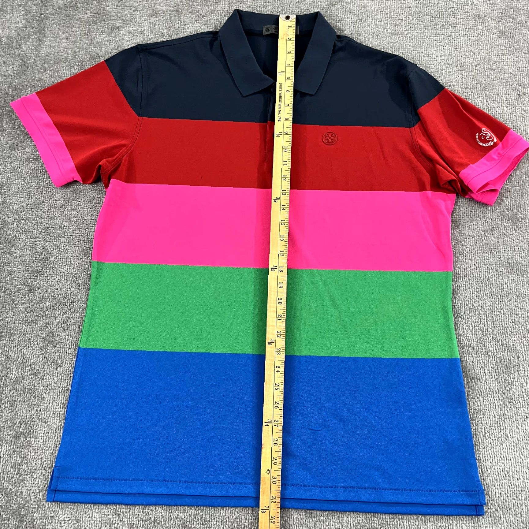 G/FORE G/FORE Polo Shirt Mens Large Multicolor Striped Saucon Valley CC Golf Stretch Size US L / EU 52-54 / 3 - 5 Thumbnail