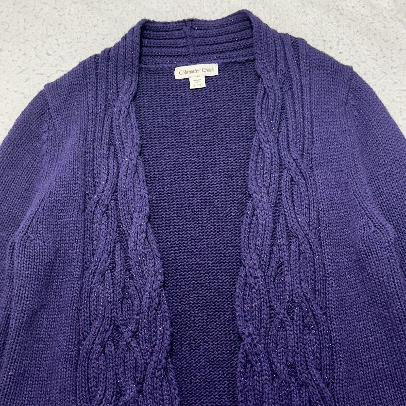 Coldwater Creek Coldwater Creek Small Open Front Cardigan Sweater Purple Size S / US 4 / IT 40 - 2 Thumbnail