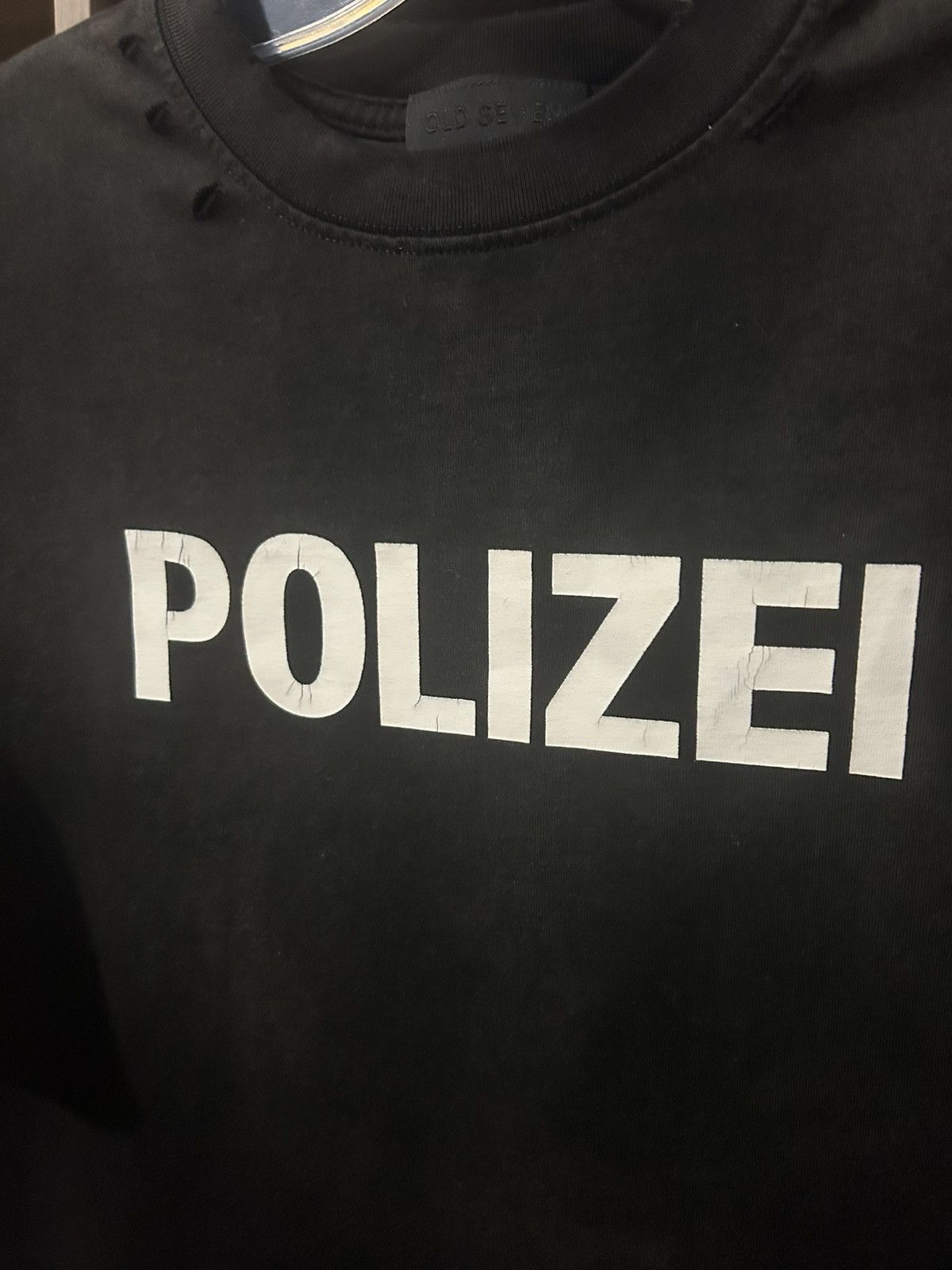 Crazy Vintage Distressed Faded Polizei Vetements Style Shirt