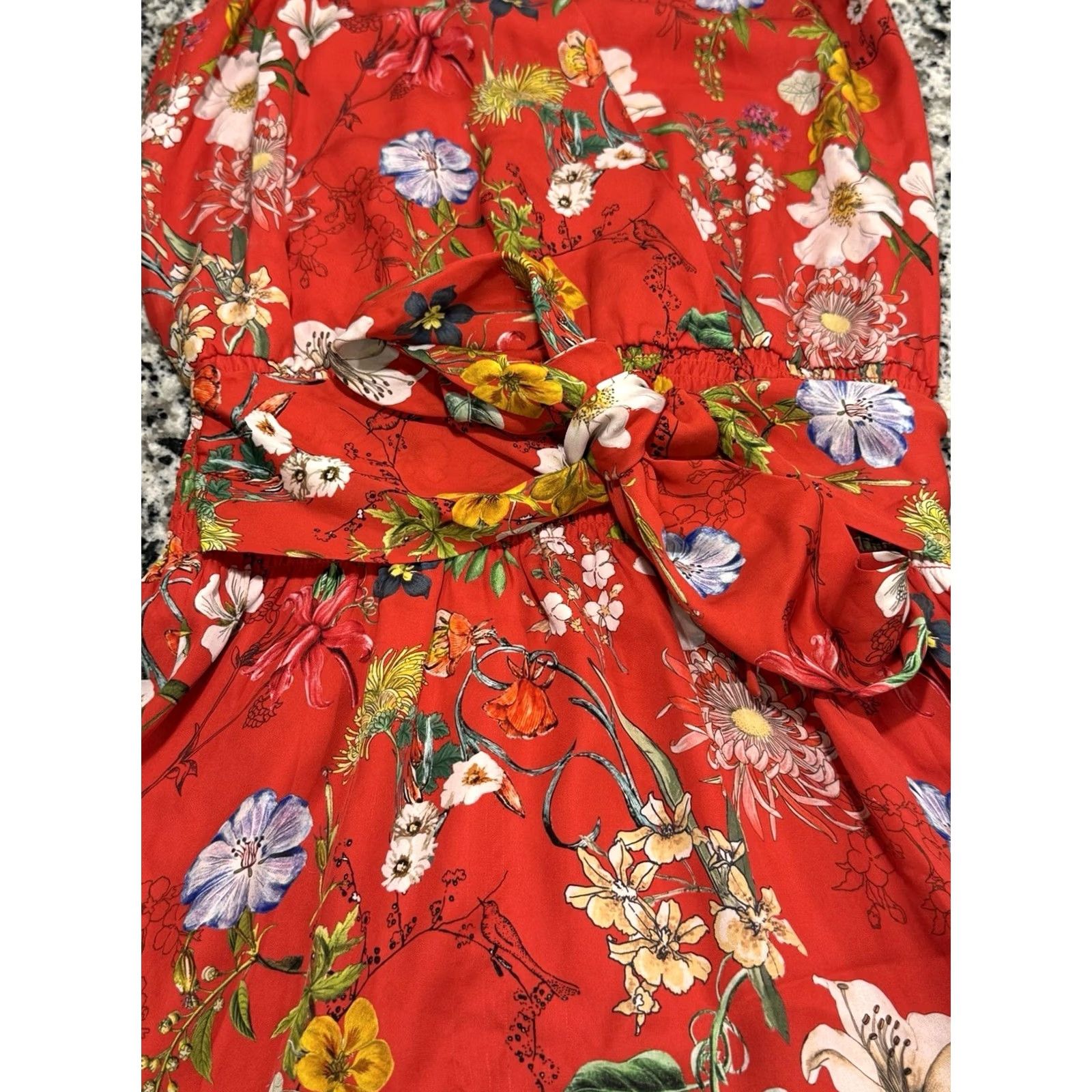 Parker Parker Larissa Red Mini Dress S 100% Silk Sangria Floral Feminine Travel Women Size S / US 4 / IT 40 - 5 Thumbnail