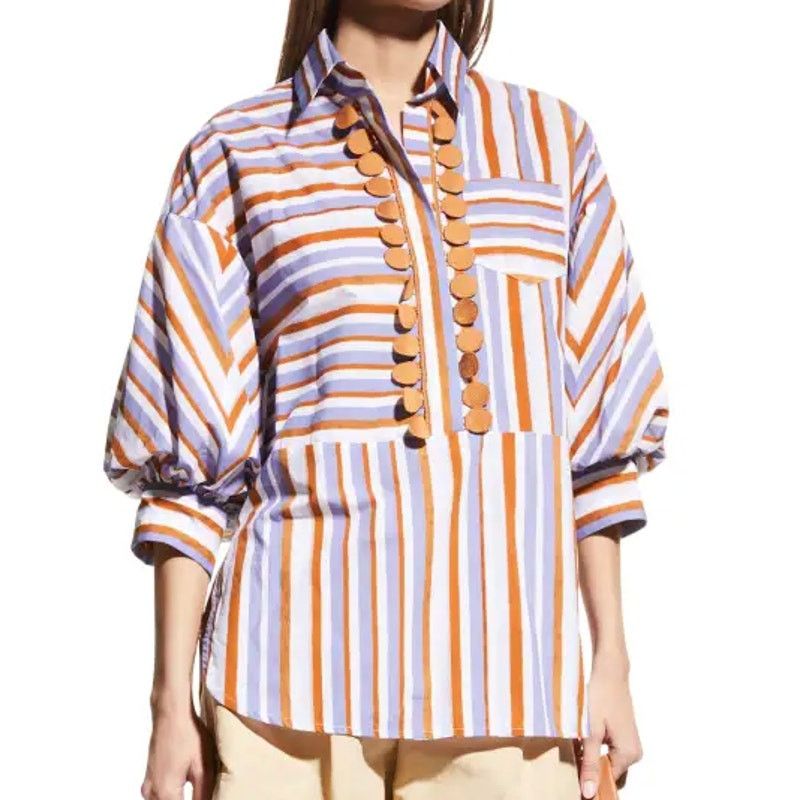 Other Silvia Tcherassi Manrola Striped 3/4-Sleeve Shirt Size XS / US 0-2 / IT 36-38 - 6 Thumbnail