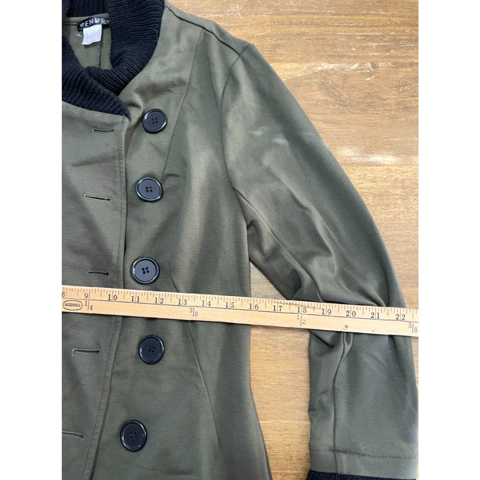 Venus Venus Jacket Women's Size 8 Black Green Button Up Long Coat Long Sleeve Casual Size M / US 6-8 / IT 42-44 - 7 Thumbnail