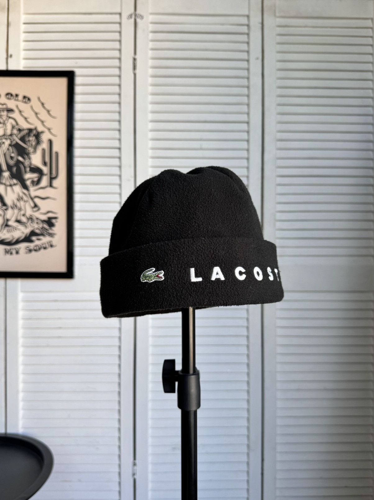 Lacoste Vintage Lacoste Beanie Fleece Hat Black Big Logo Size ONE SIZE - 16 Thumbnail