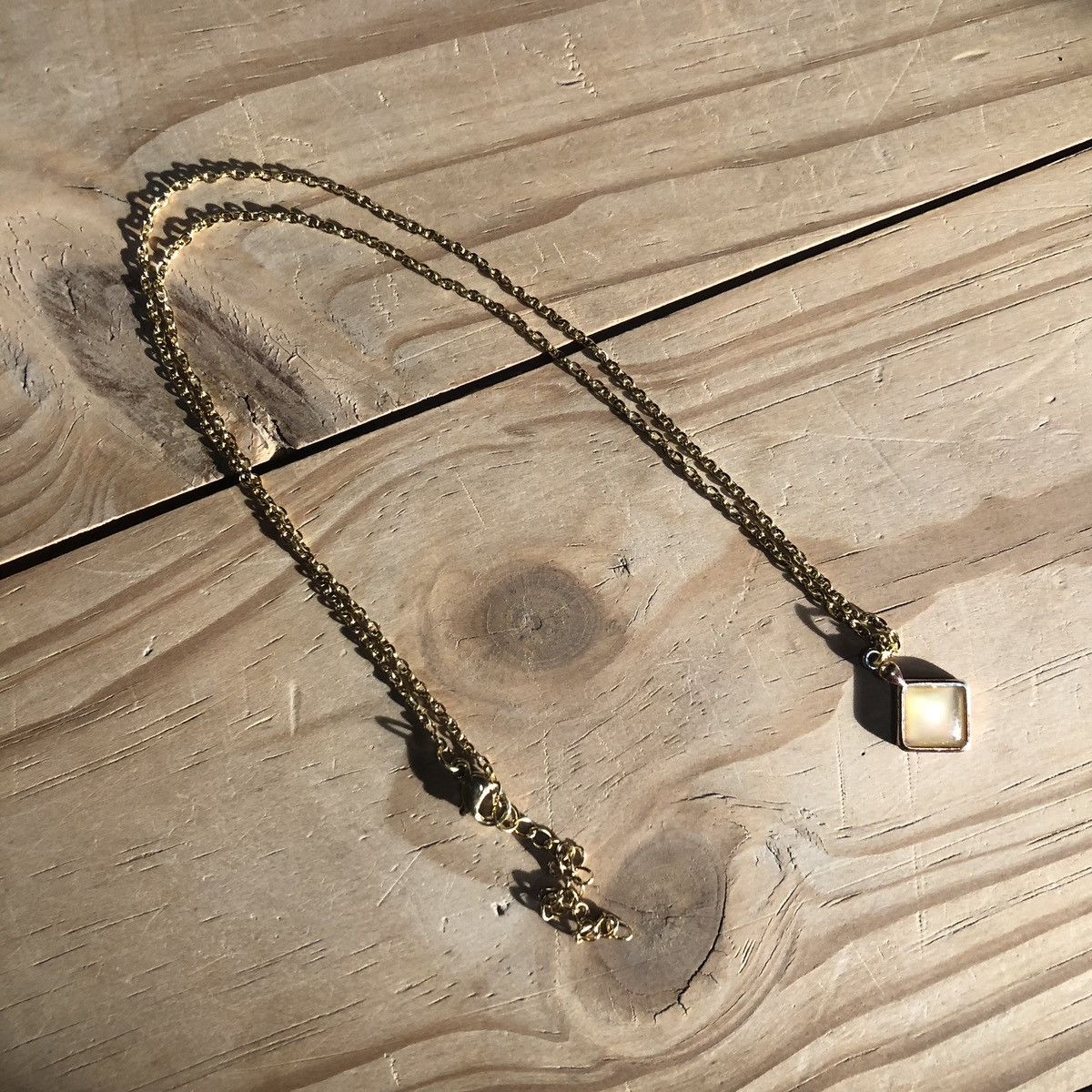 Handmade Handcrafted vintage gold plated cat eye glass necklace Size ONE SIZE - 5 Thumbnail