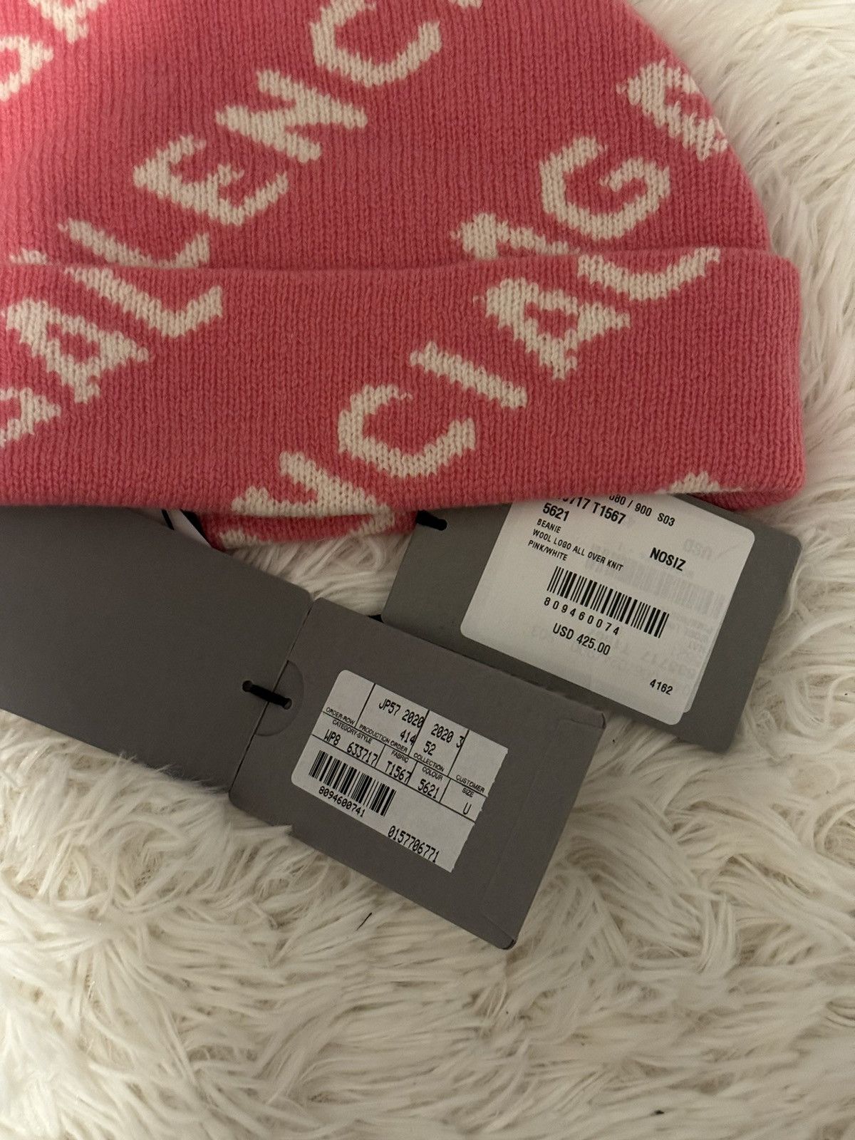 Balenciaga Balenciaga All Over Beanie Pink Size ONE SIZE - 3 Thumbnail