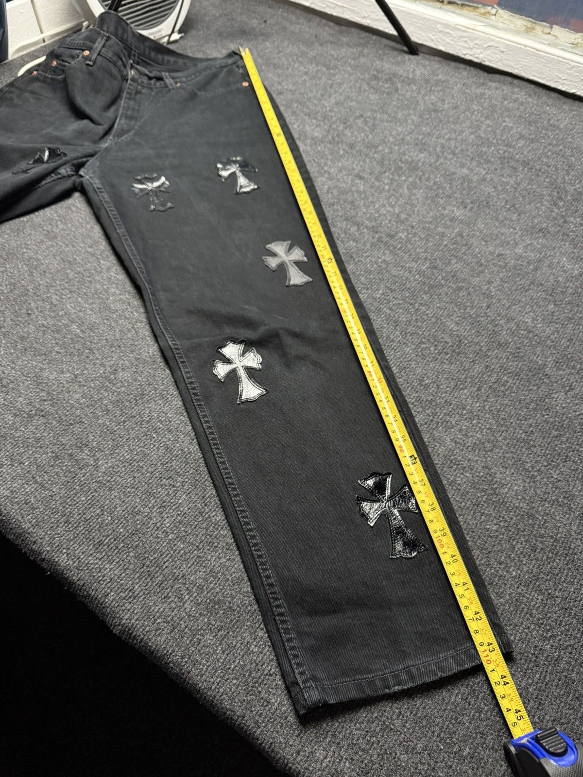 Vintage Vintage 90s Custom Chrome Hearts Style Cross Denim Jeans Size US 33 - 24 Thumbnail