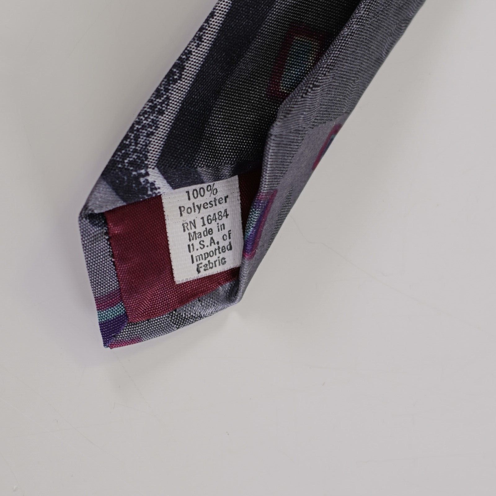 John Weitz John Weitz Abstract Woven Gray Short Wide Polyester Tie Size ONE SIZE - 4 Thumbnail
