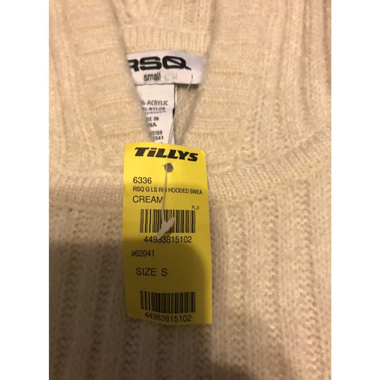 Rsq RSQ Women’s Sweater Hooded Cropped Rib Small Cream Size S / US 4 / IT 40 - 2 Thumbnail