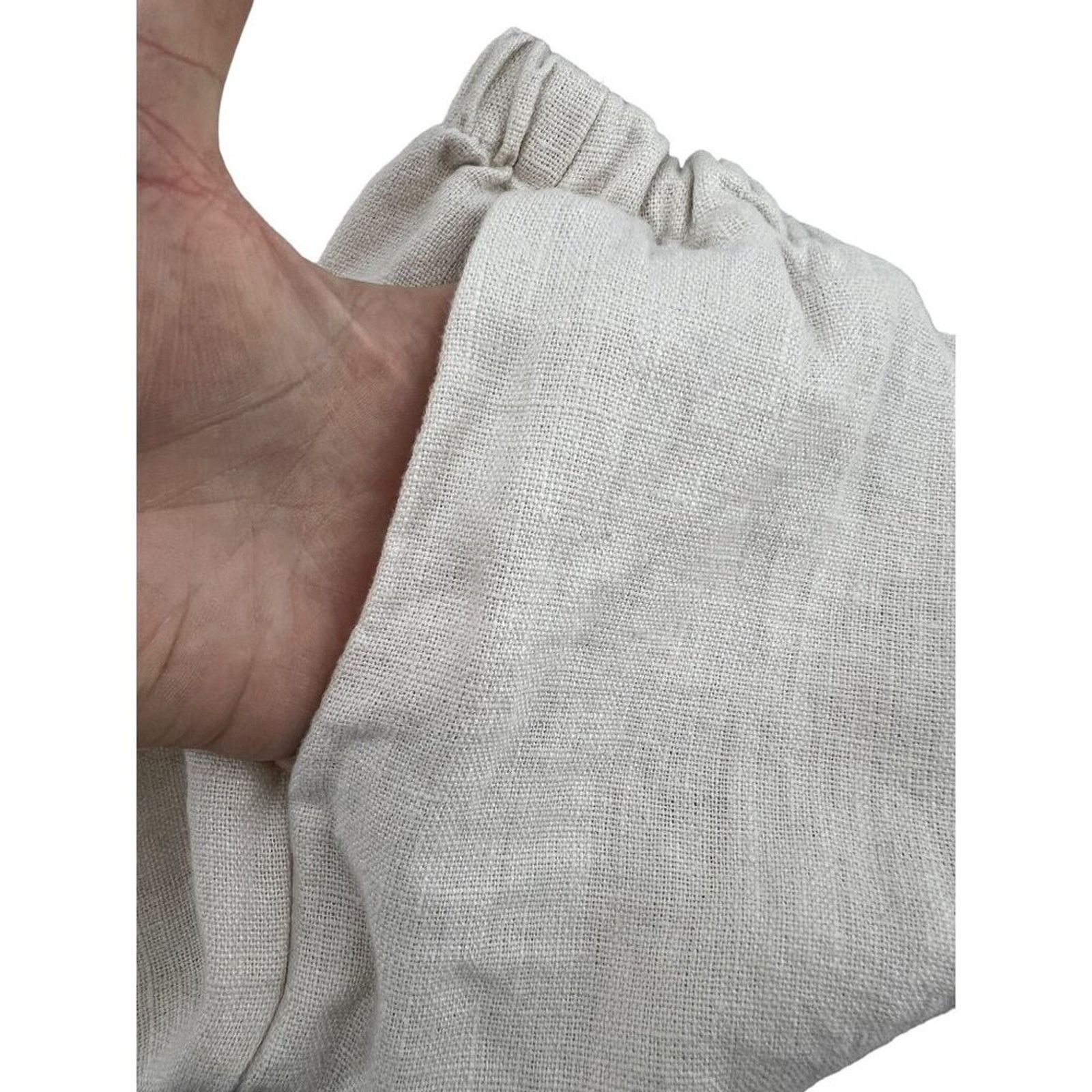 FLAX Flax Linen Flat Front High Rise Ankle Pants Soft Cream L Size 33" - 2 Thumbnail