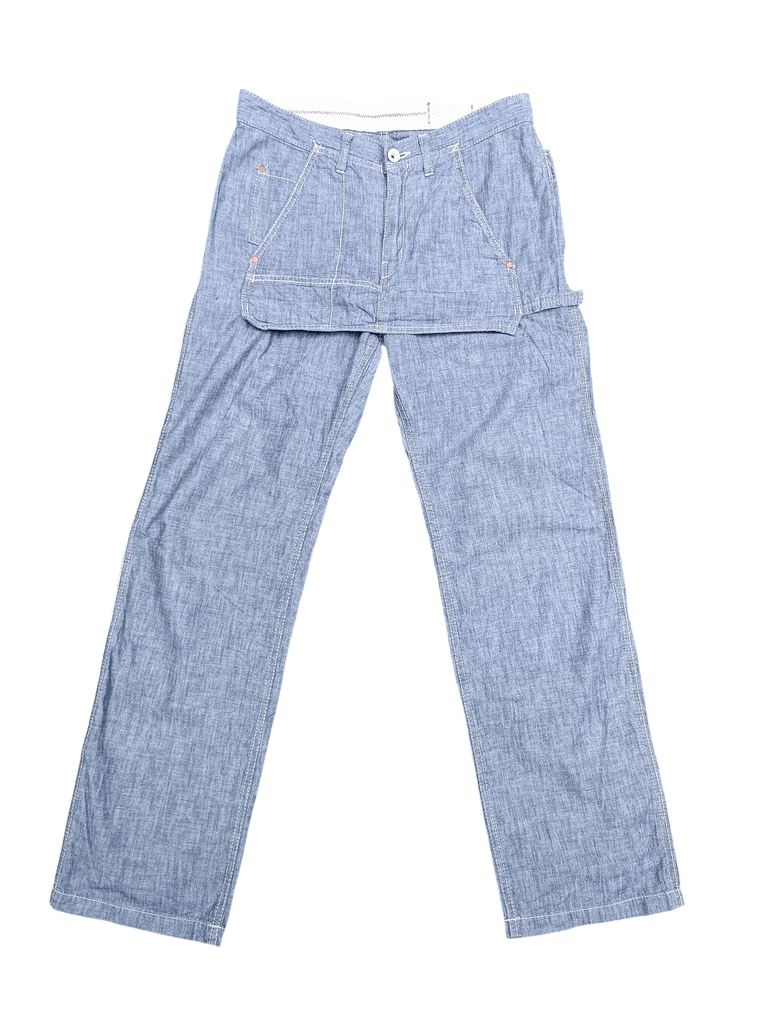Japanese Brand Soft Jeans Linen Pant Apron Size US 32 / EU 48 - 2 Thumbnail