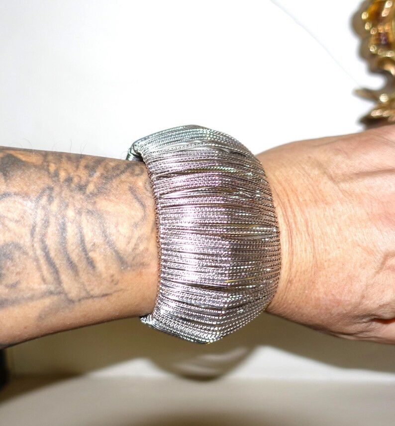 Other Silver tone Multiple String Cuff Bracelet Size ONE SIZE - 7 Thumbnail