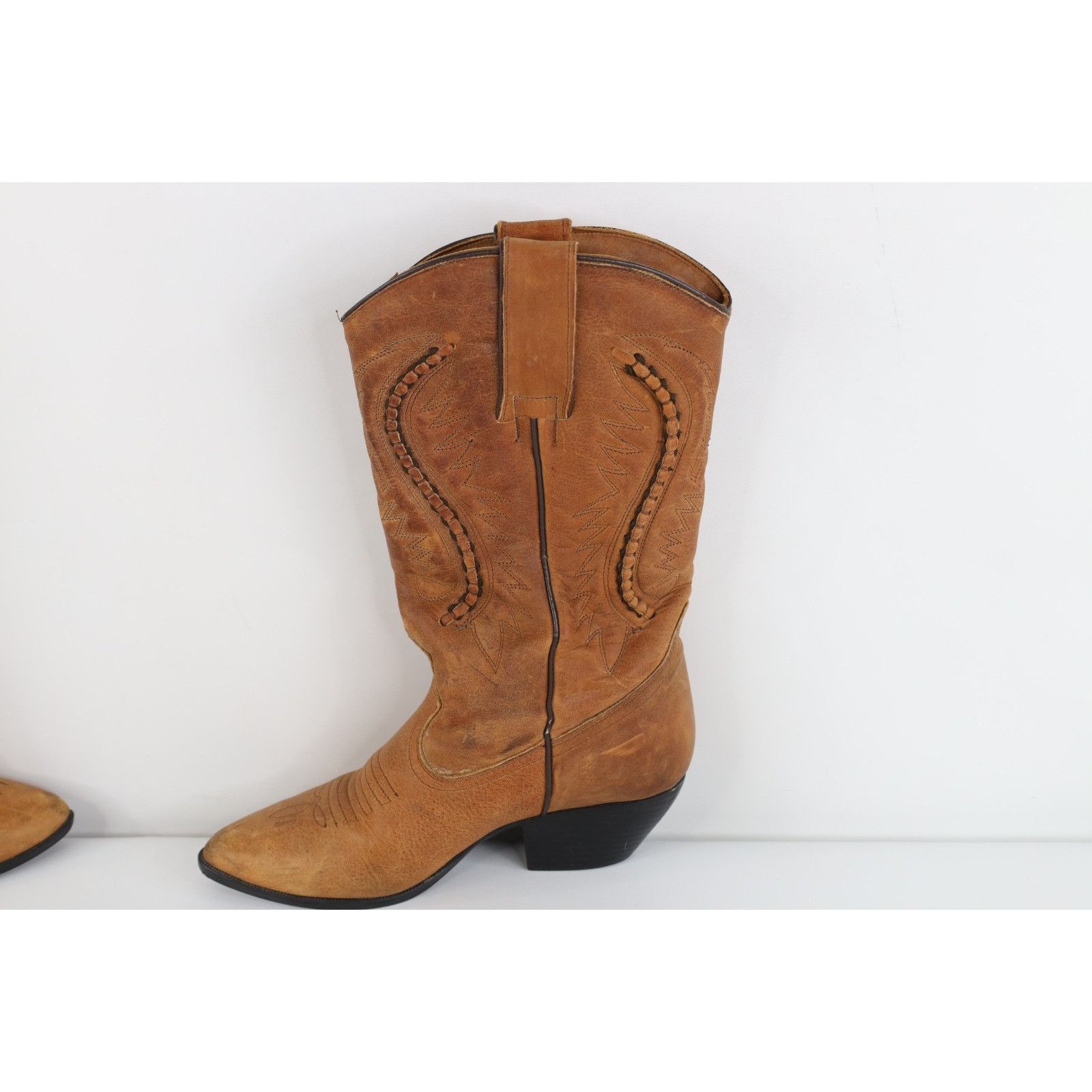 Vintage Vintage 70s 80s Streetwear Braided Leather Cowboy Boots Size US 6 / IT 36 - 8 Thumbnail