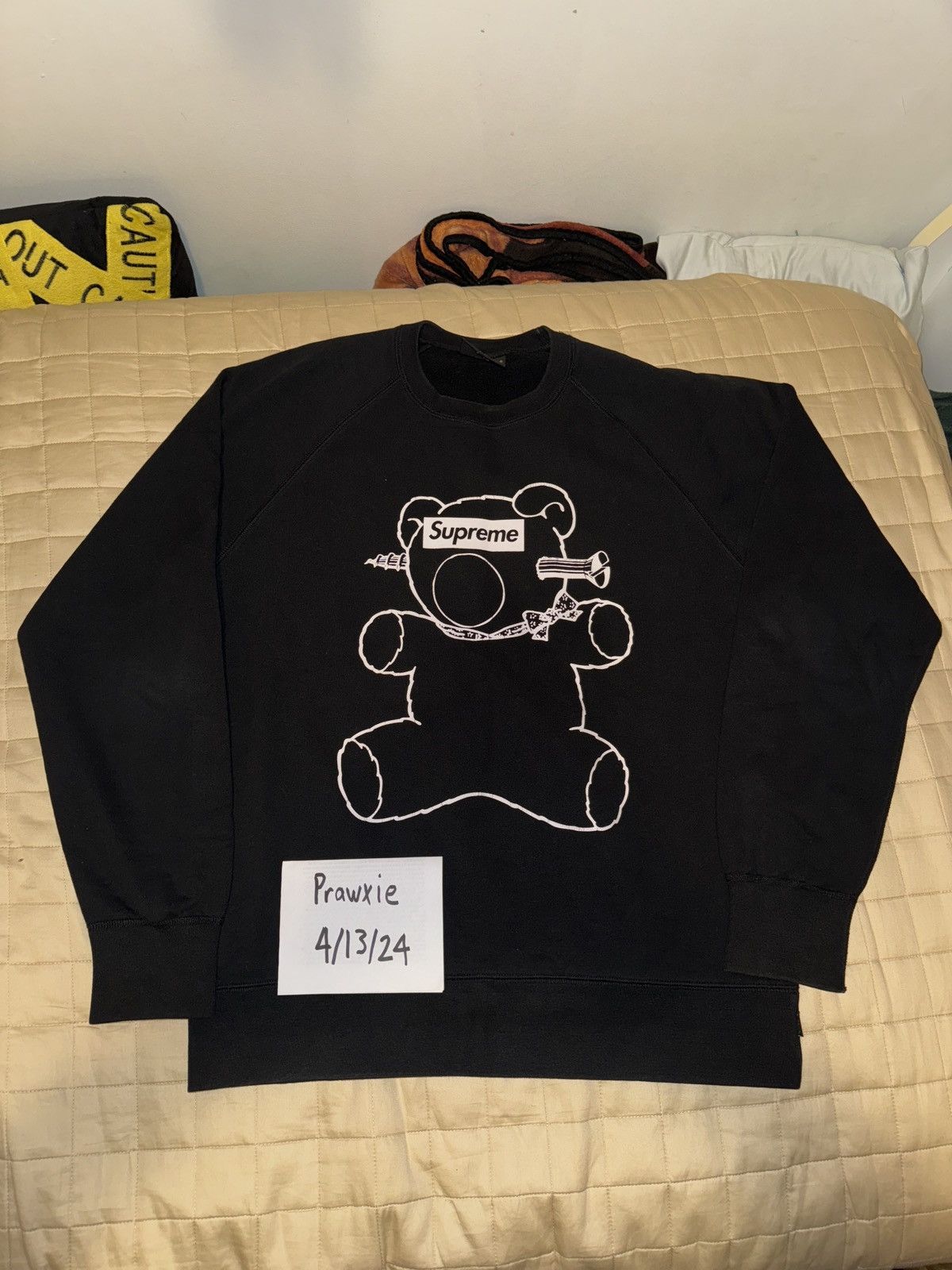 image of Supreme x Undercover Teddy Bear Box Logo Crewneck Ss15 in Black, Men's (Size Large)