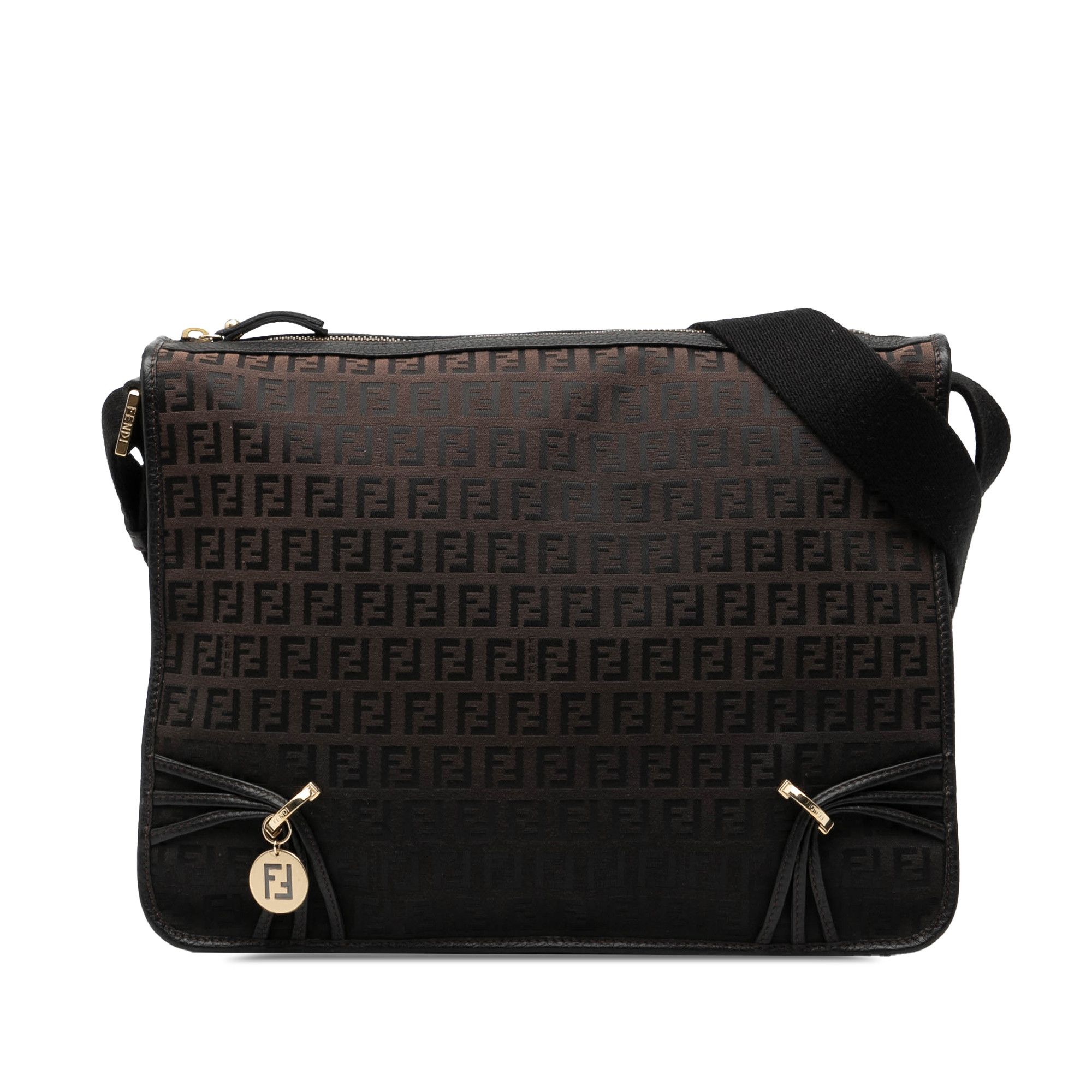 Fendi Fendi Zucchino Canvas F Charm Crossbody Size ONE SIZE - 1 Thumbnail