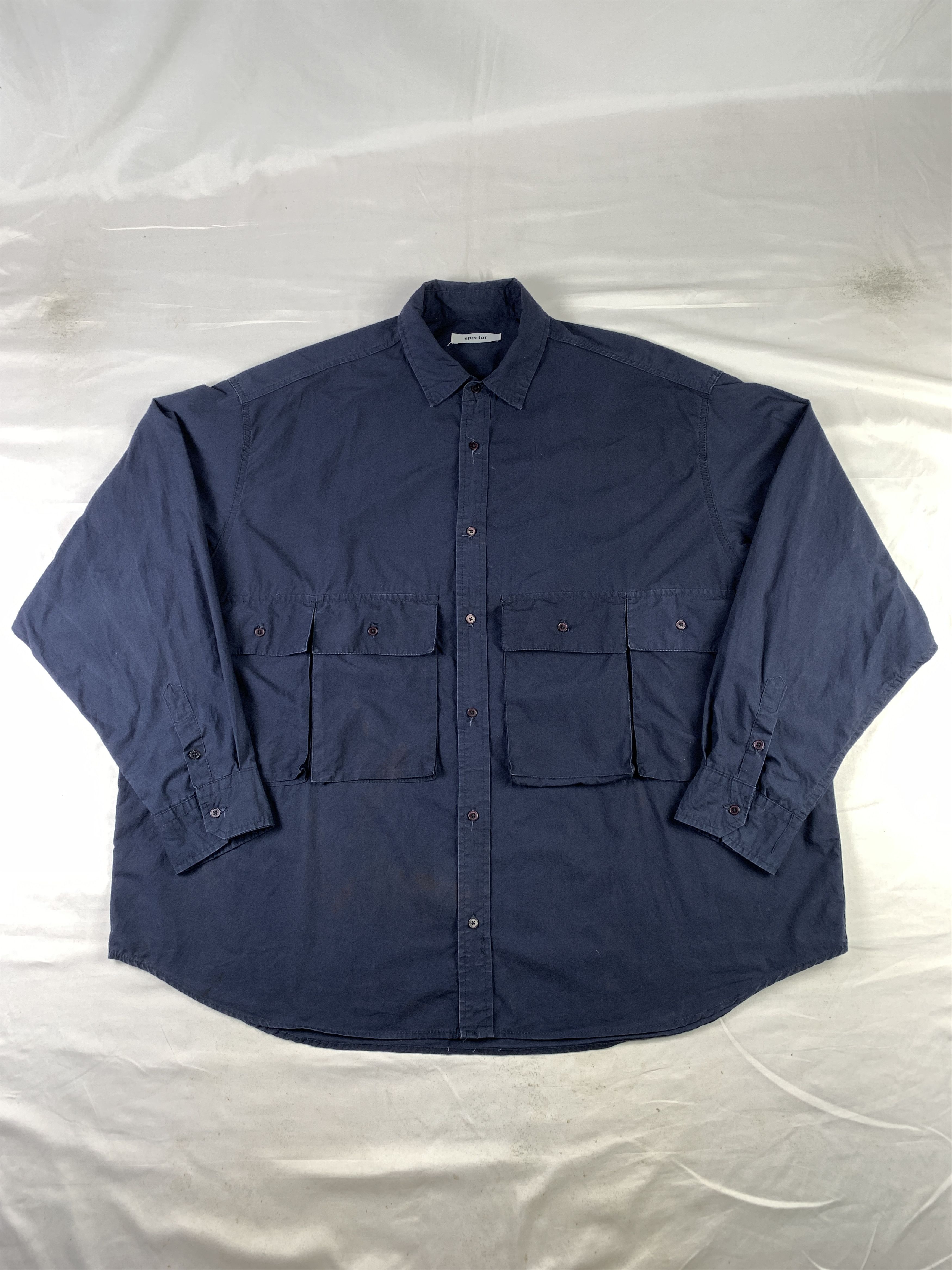 Japanese Brand Spector Navy 4 Middle Pocket Cargo Shirt (XXL) Size US XXL / EU 58 / 5 - 1 Thumbnail