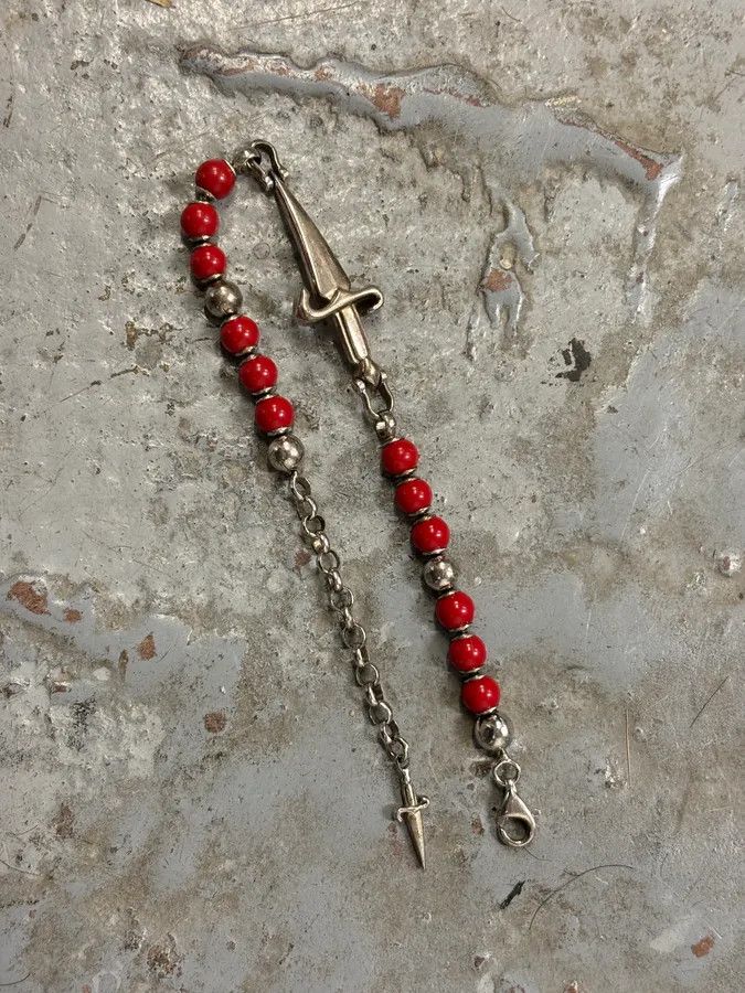 Vintage Cesare Paciotti Red Beaded Cross Charm Bracelet Size ONE SIZE - 2 Thumbnail