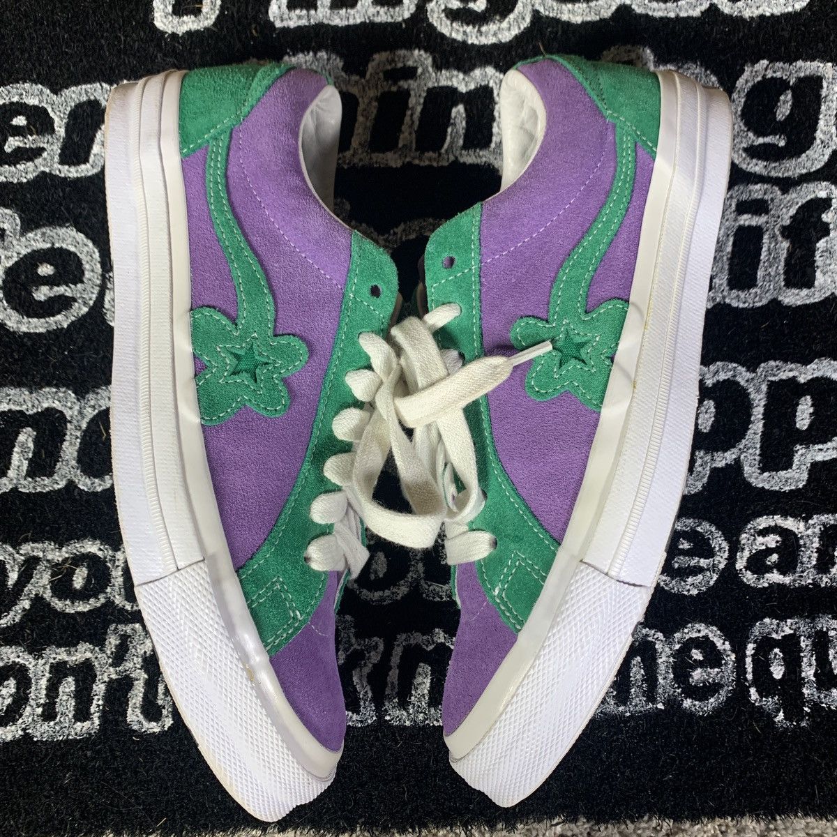 Golf Wang × Golf le Fleur × Tyler The Creator Golf le Fleur Converse One Star Ox Purple Green Size US 8 / EU 41 - 2 Thumbnail