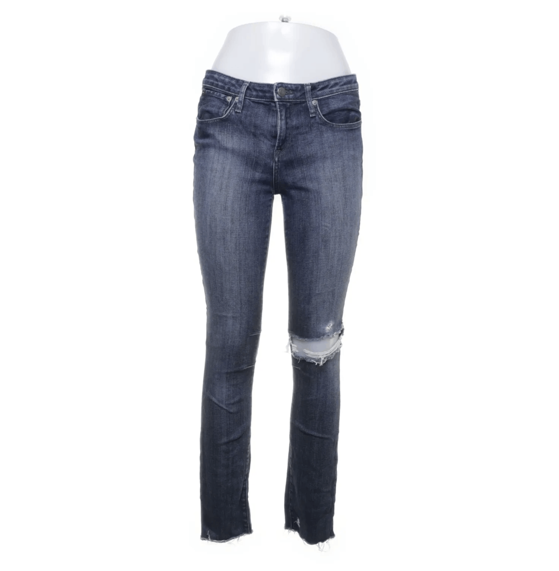 Helmut Lang Distressed Knee Slim Denim Jeans Blue, Helmut Lang Size 28" / US 6 / IT 42 - 1 Thumbnail