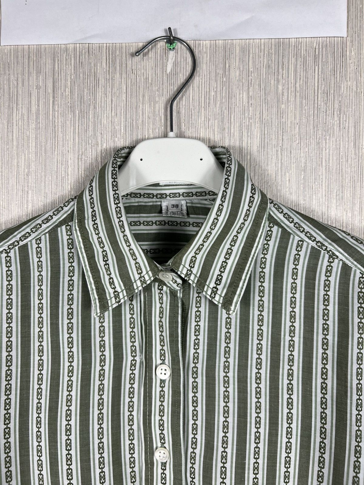 Celine Vintage Celine striped chain logo button up shirt luxury Size S / US 4 / IT 40 - 9 Thumbnail