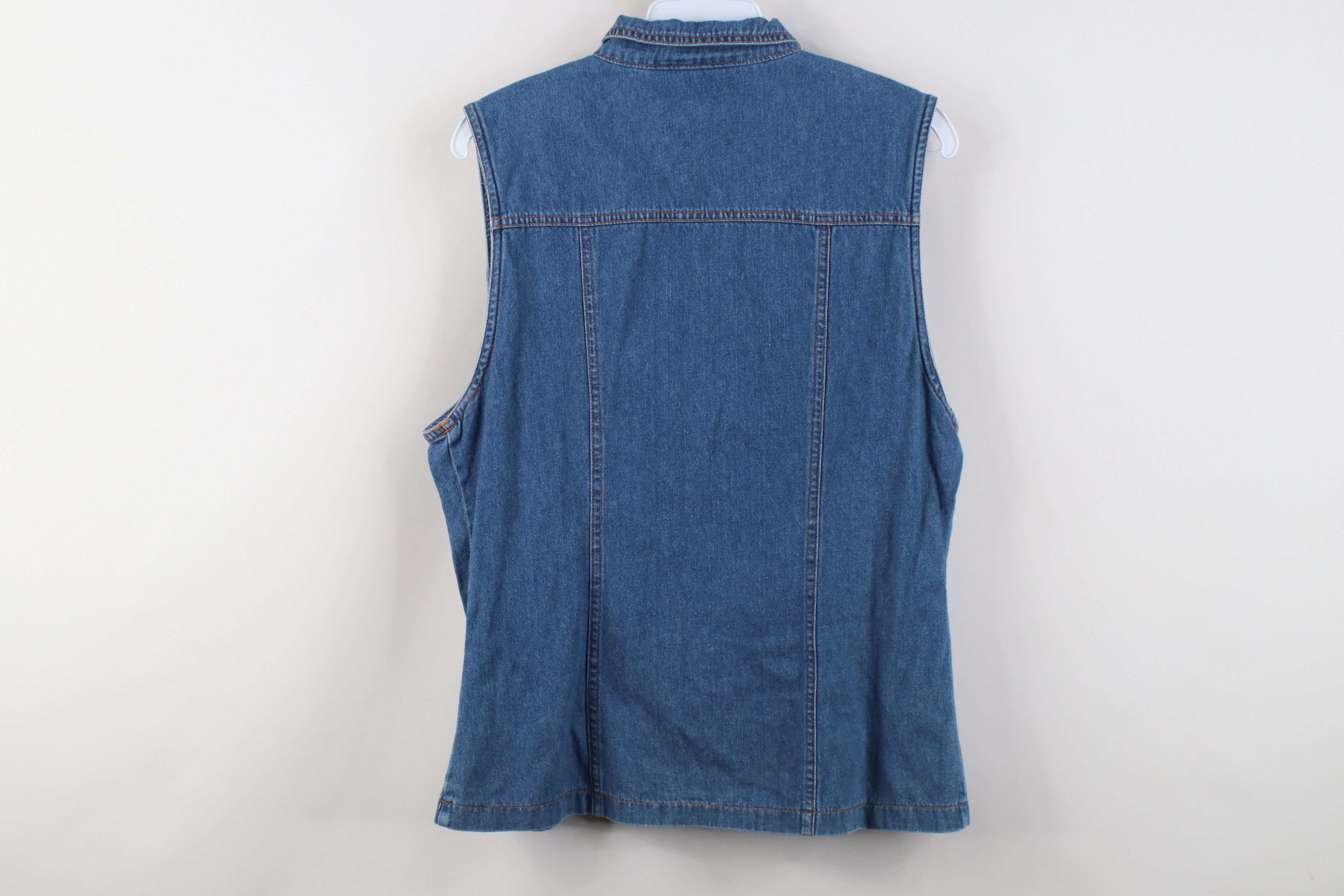 Vintage Vintage 90s Y2K Babydoll Full Zip Denim Jean Vest Jacket Size L / US 10 / IT 46 - 9 Thumbnail