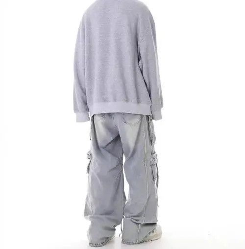 VIBE Extreme Distressed Multi-Pocket Wide Leg Cargo Jeans Size US 28 / EU 44 - 2 Thumbnail