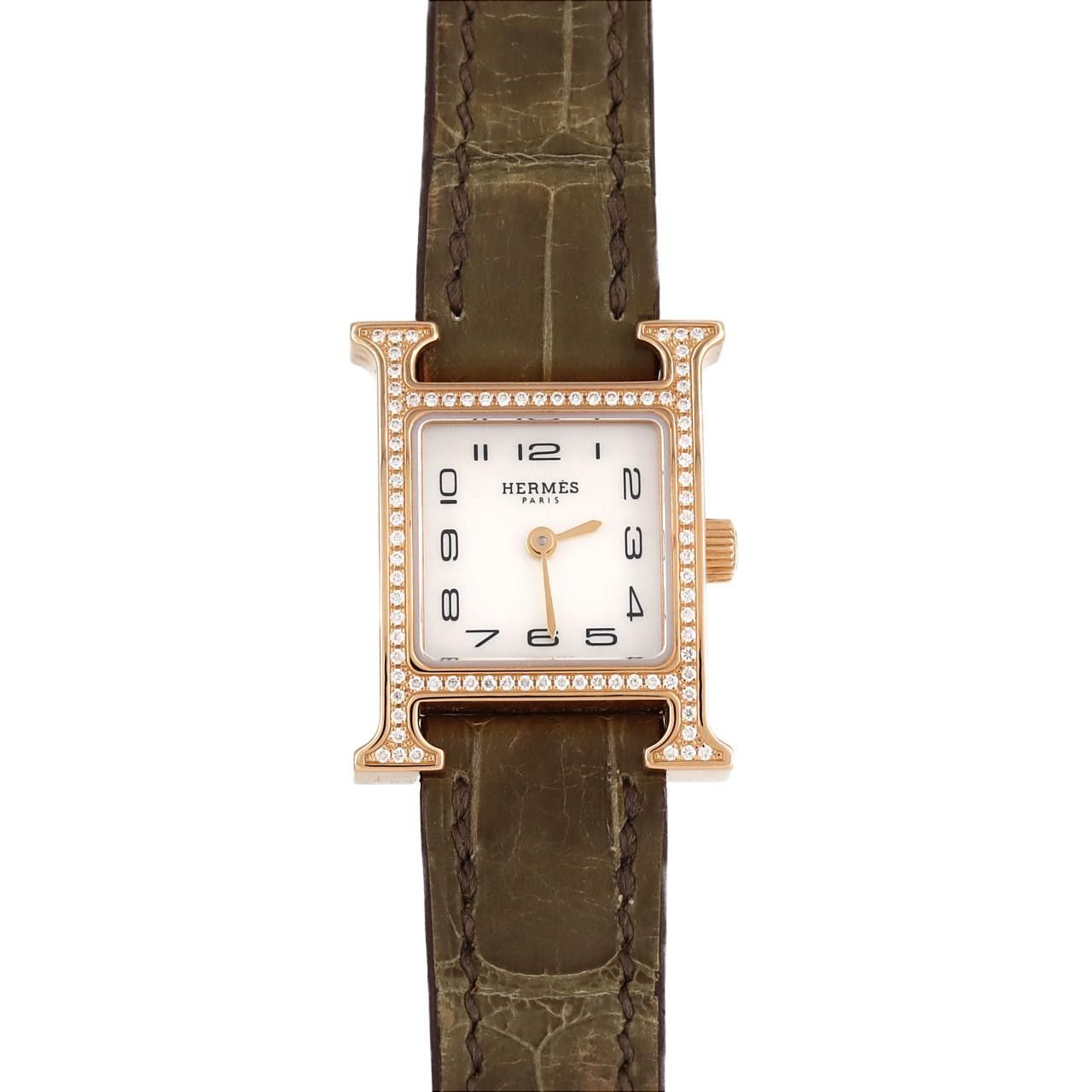 Hermes Hermes Hermes H Watch Pink Gold Crocodile skin Quartz HH1.174 DUTY FREE for USA Size ONE SIZE - 1 Thumbnail