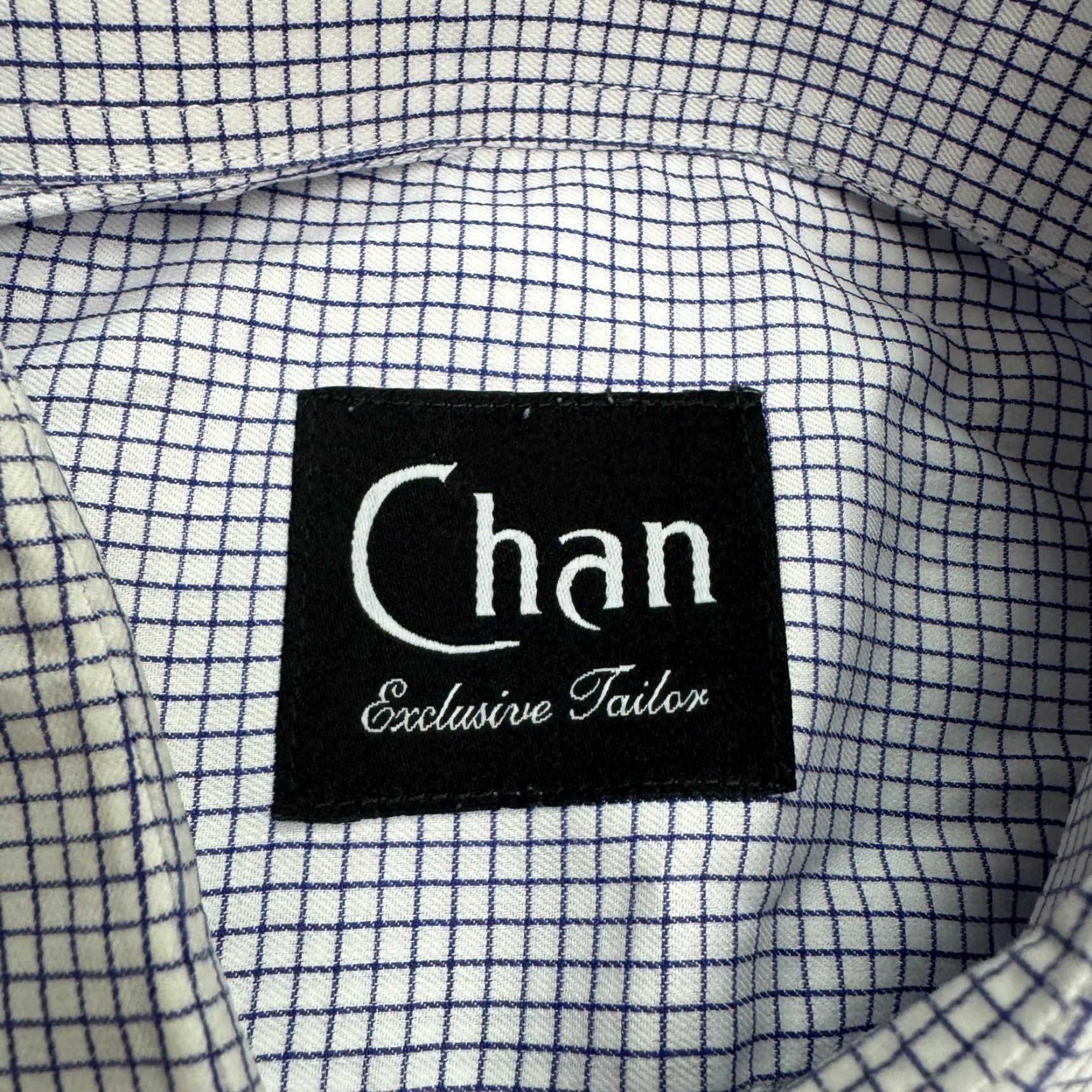 Vintage Chan Dress Shirt Mens Large Blue White Check Button Down Career Shirt Size 42R - 5 Thumbnail