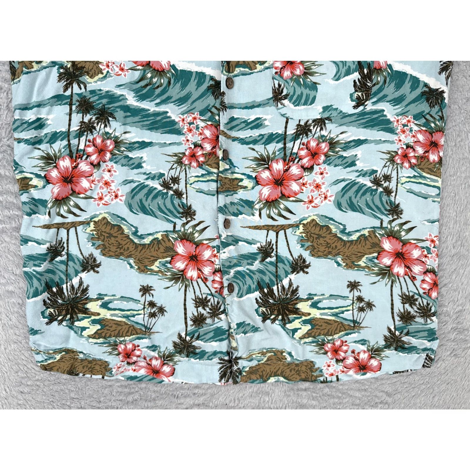 George George Shirt Men Medium Blue Pink Floral Island Button Up 100% Rayon Hawaiian Size US M / EU 48-50 / 2 - 5 Thumbnail