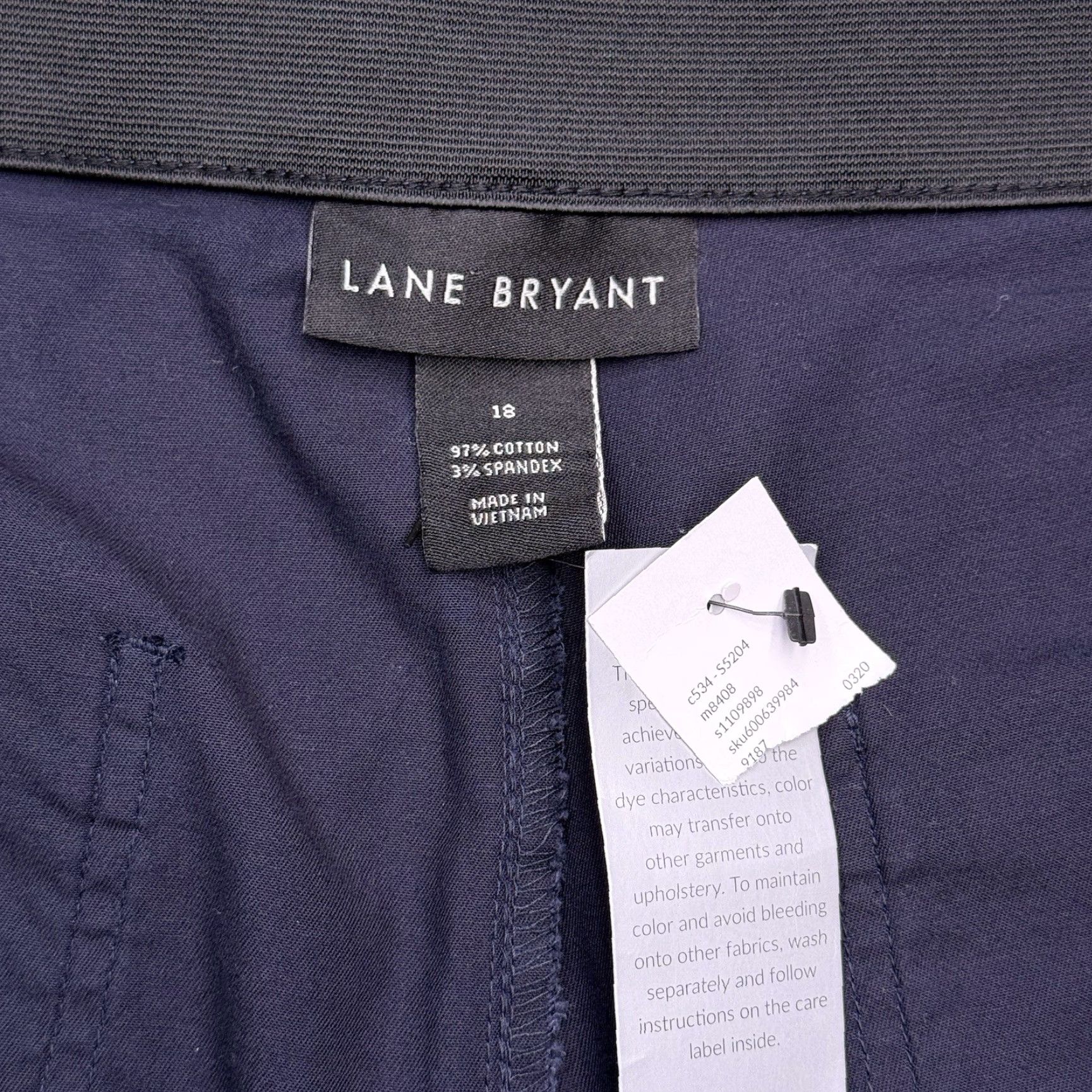 Vintage Lane Bryant Chino Shorts Womens 18 Navy High Rise Stretch Elastic Waist Casual Slim? (Note: original may not include all elements) Size 40" / US 18 - 4 Thumbnail