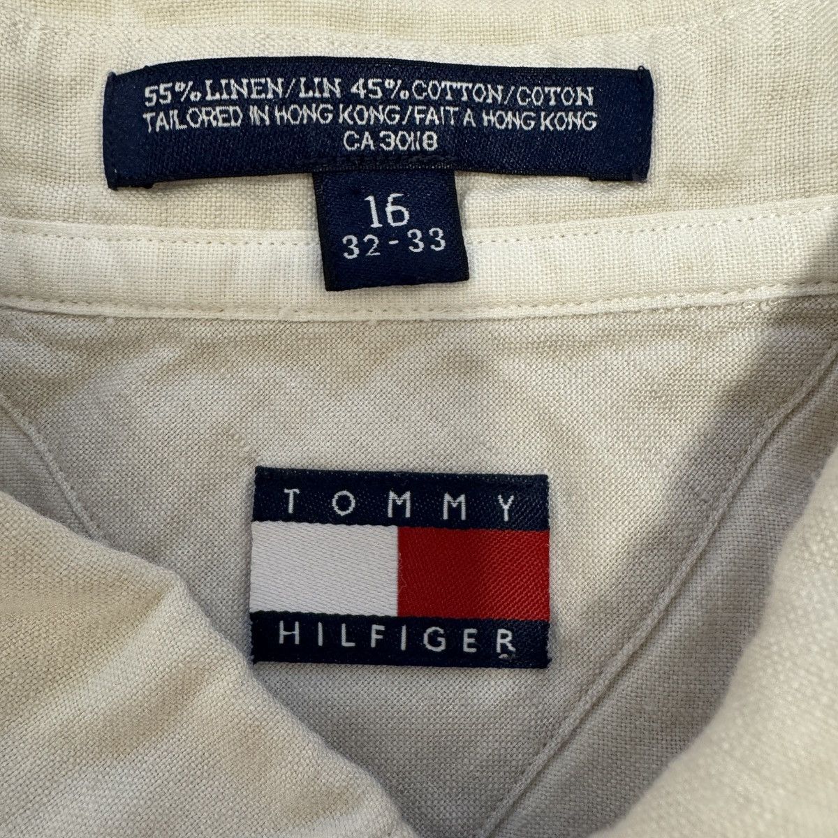 Tommy Hilfiger Vintage Tommy Hilfiger Linen – XL – Off-White (Hong Kong) Size US XL / EU 56 / 4 - 2 Thumbnail