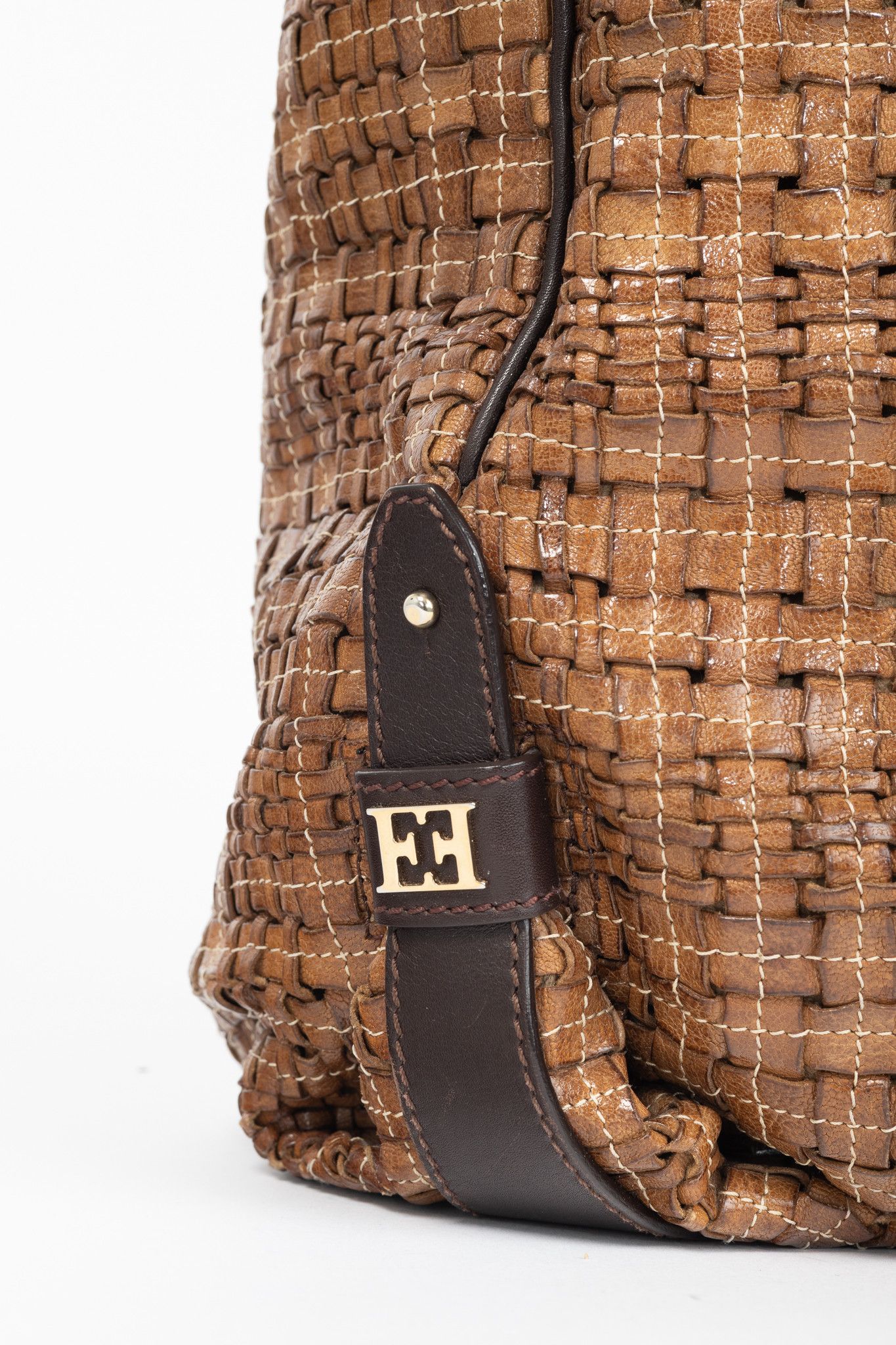 Escada Escada SS/14 Brown Woven-Leather Hobo Size ONE SIZE - 7 Thumbnail