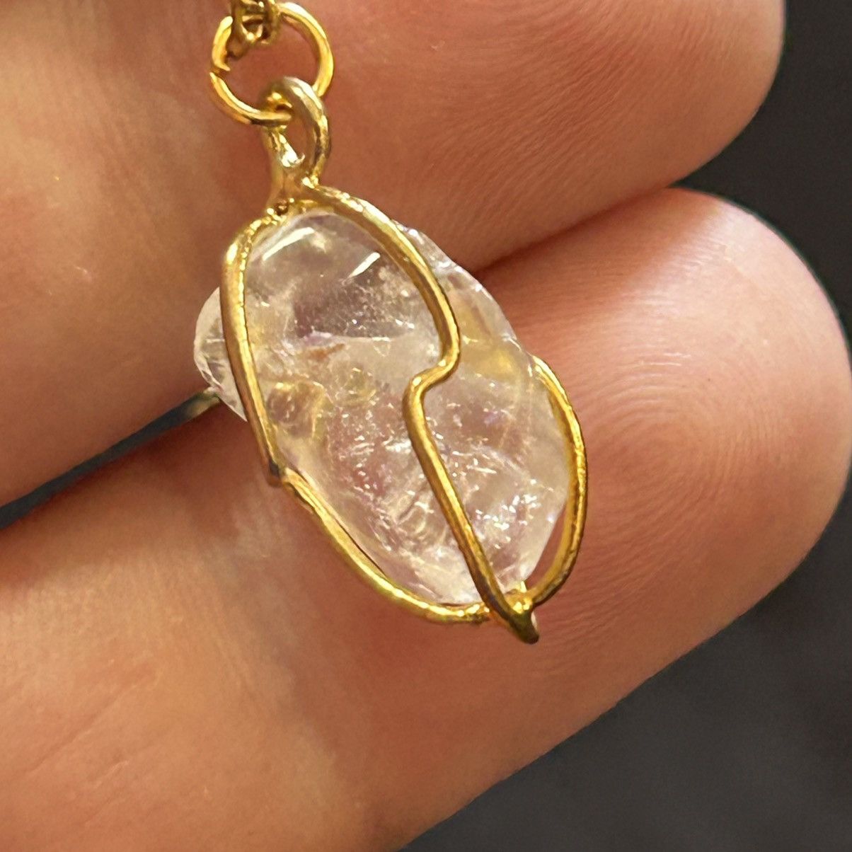 Handmade Handcrafted clear quartz wire caged pendant necklace Size ONE SIZE - 5 Thumbnail