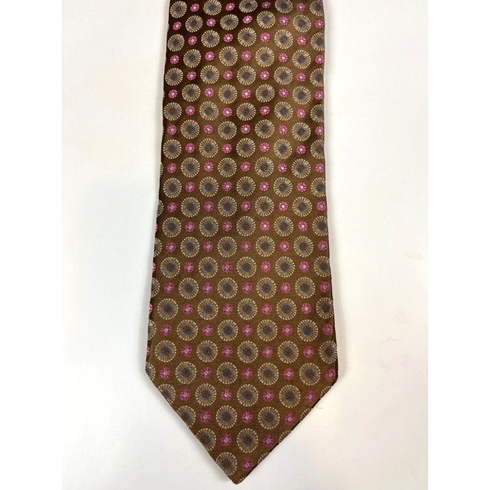 Ermenegildo Zegna VINTAGE Ermenegildo Zegna Silk Tie Floral Foulard Made in Italy Men’s Tie Copper Silk 61.75" 3.75" Wide Preppy Designer Size ONE SIZE - 4 Thumbnail