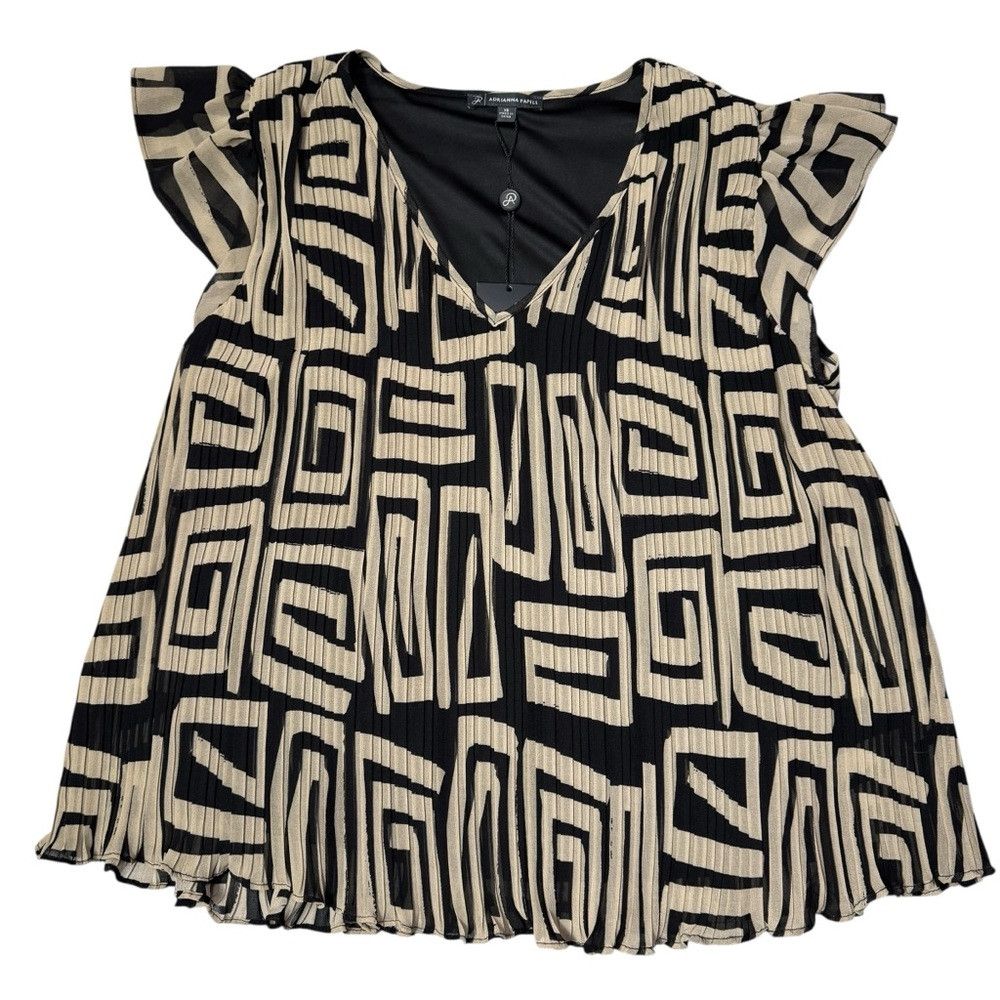 Adrianna Papell NWT New Adrianna Papell V-Neck Flutter Sleeve Chiffon Top B Size XS / US 0-2 / IT 36-38 - 2 Thumbnail