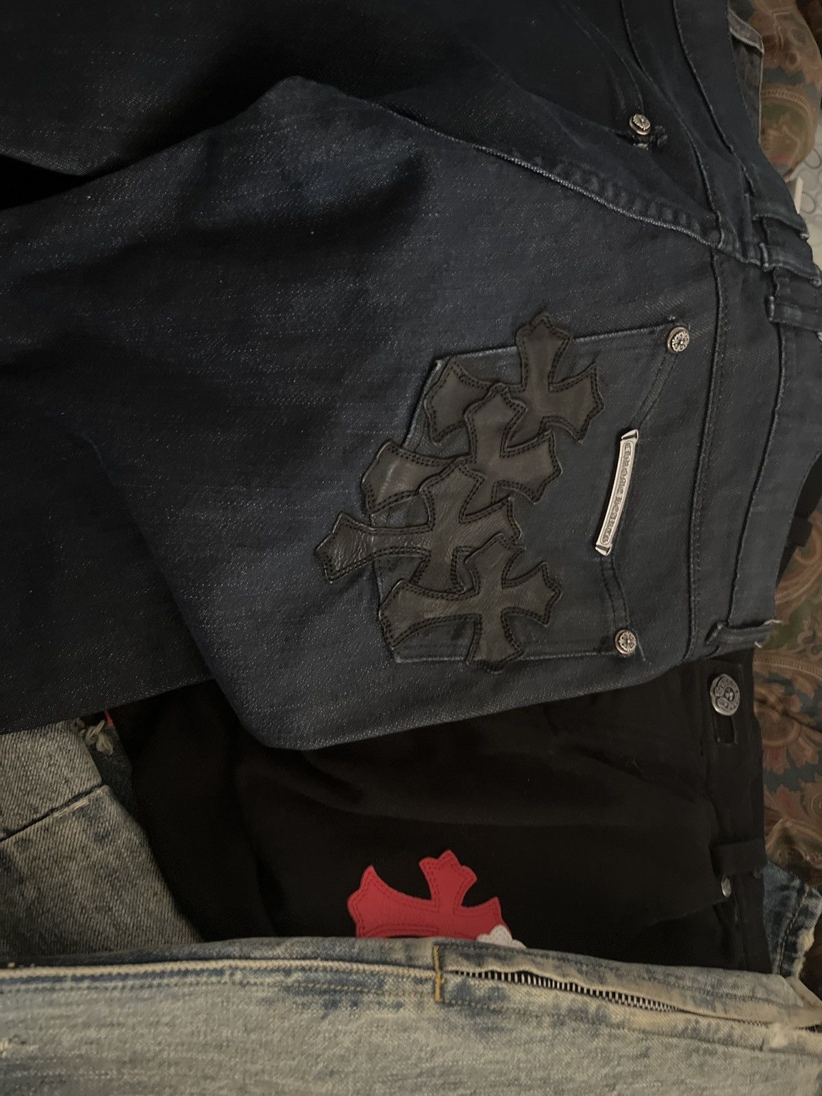 Chrome Hearts NFS - Chrome Hearts 1:1 April77 cross patch jeans Size US 28 / EU 44 - 2 Thumbnail