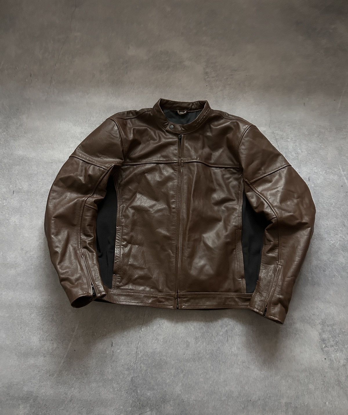 Genuine Leather Course Icon brown leather moto leather jacket mens Size US L / EU 52-54 / 3 - 1 Thumbnail