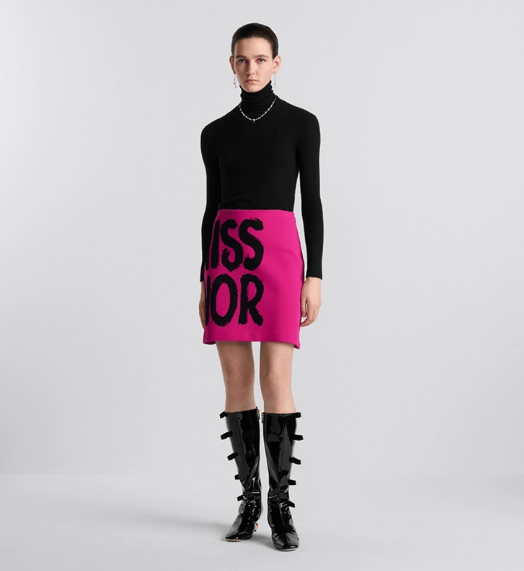 Dior o1w1db11225 454J05 Flared Mini Skirt in Fuchsia/Black Size 30" / US 8 / IT 44 - 4 Thumbnail