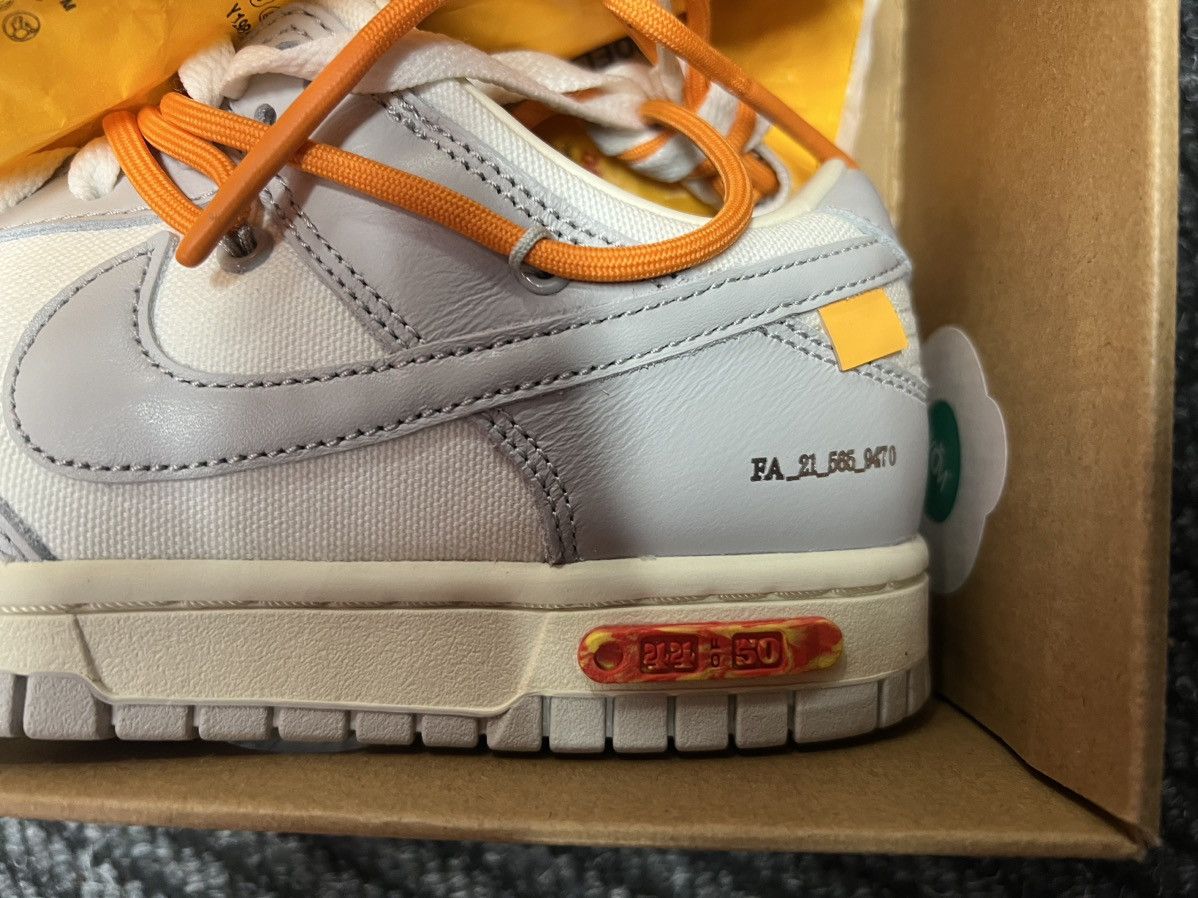Nike × Off-White Off White/Nike Dunk Low Lot44-Sail/Neutral Grey-Alpha Orange Size US 5.5 / EU 38 - 10 Thumbnail
