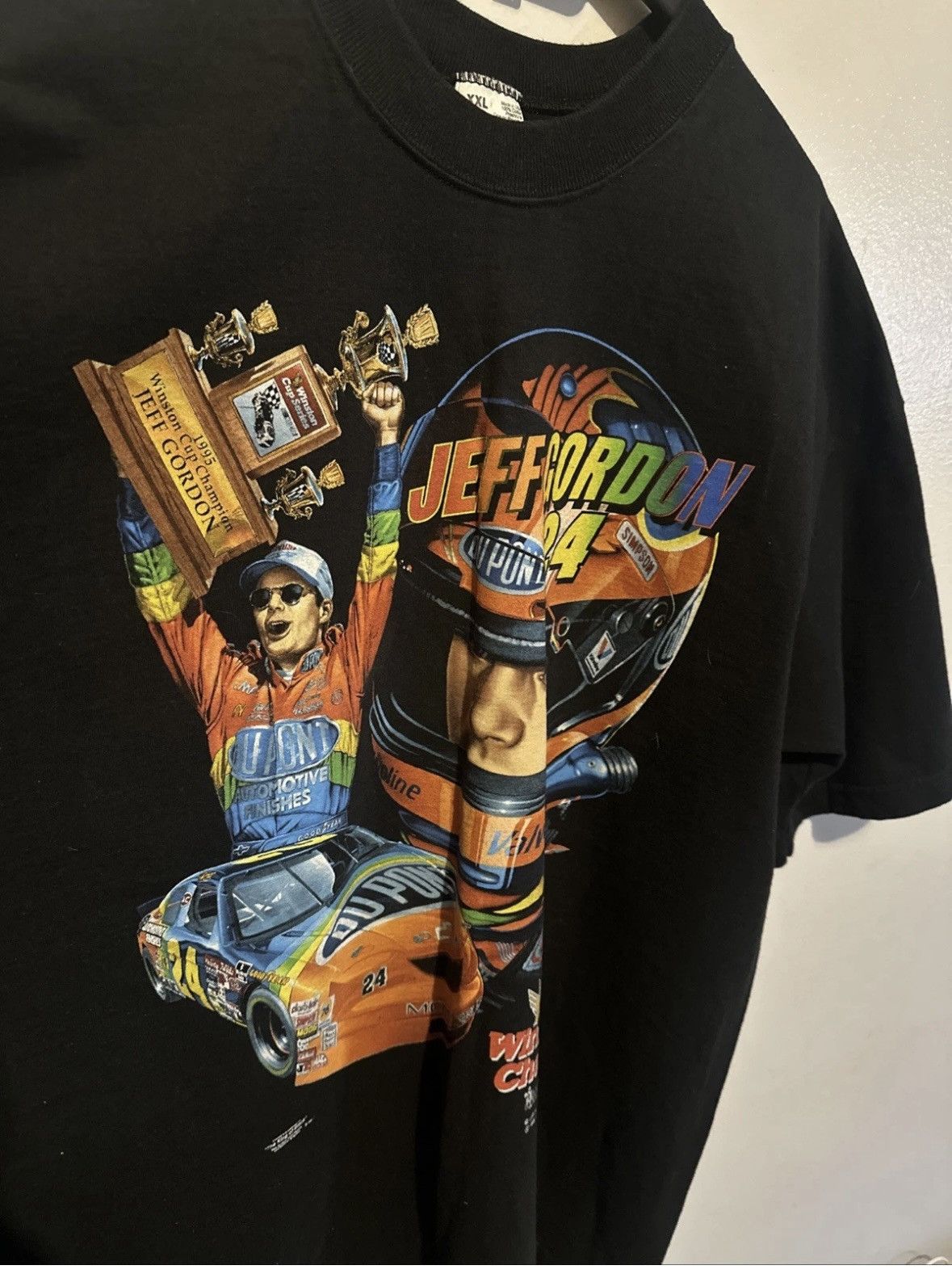 NASCAR Vintage 1995 Jeff Gordon NASCAR Winston Cup Champion t shirt Size US XXL / EU 58 / 5 - 1 Thumbnail