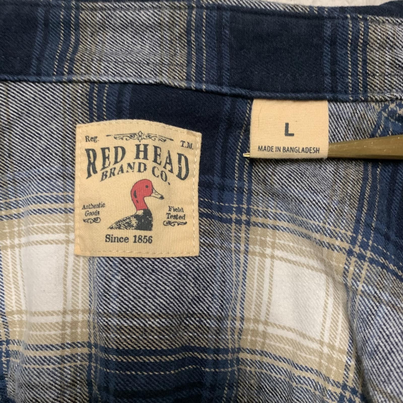 Redhead Red Head Men's Large Blue Plaid Flannel Shirt Cotton Size US L / EU 52-54 / 3 - 3 Thumbnail