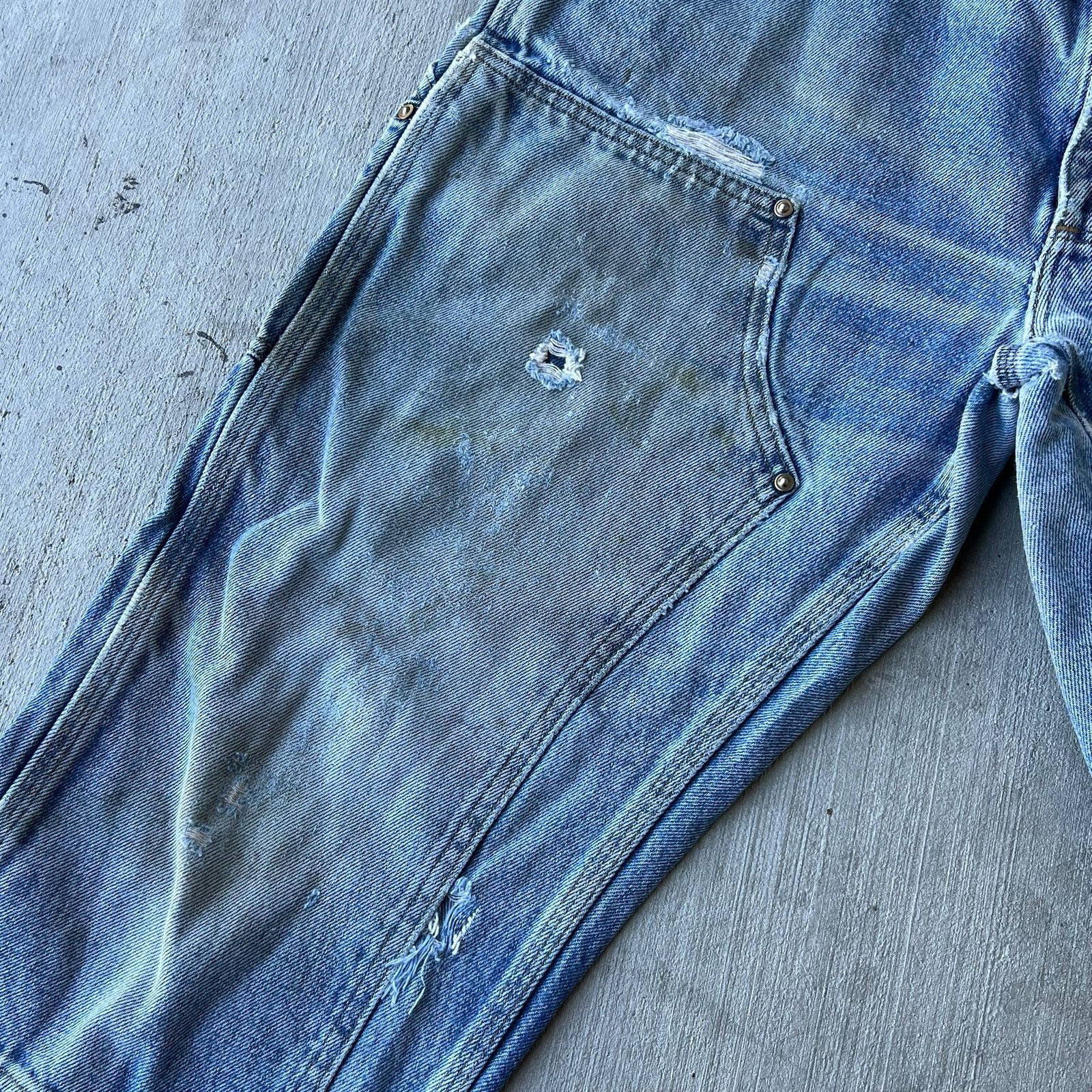 Carhartt × Vintage Carhartt faded denim blue jean double knee work wear pants Size US 32 / EU 48 - 3 Thumbnail