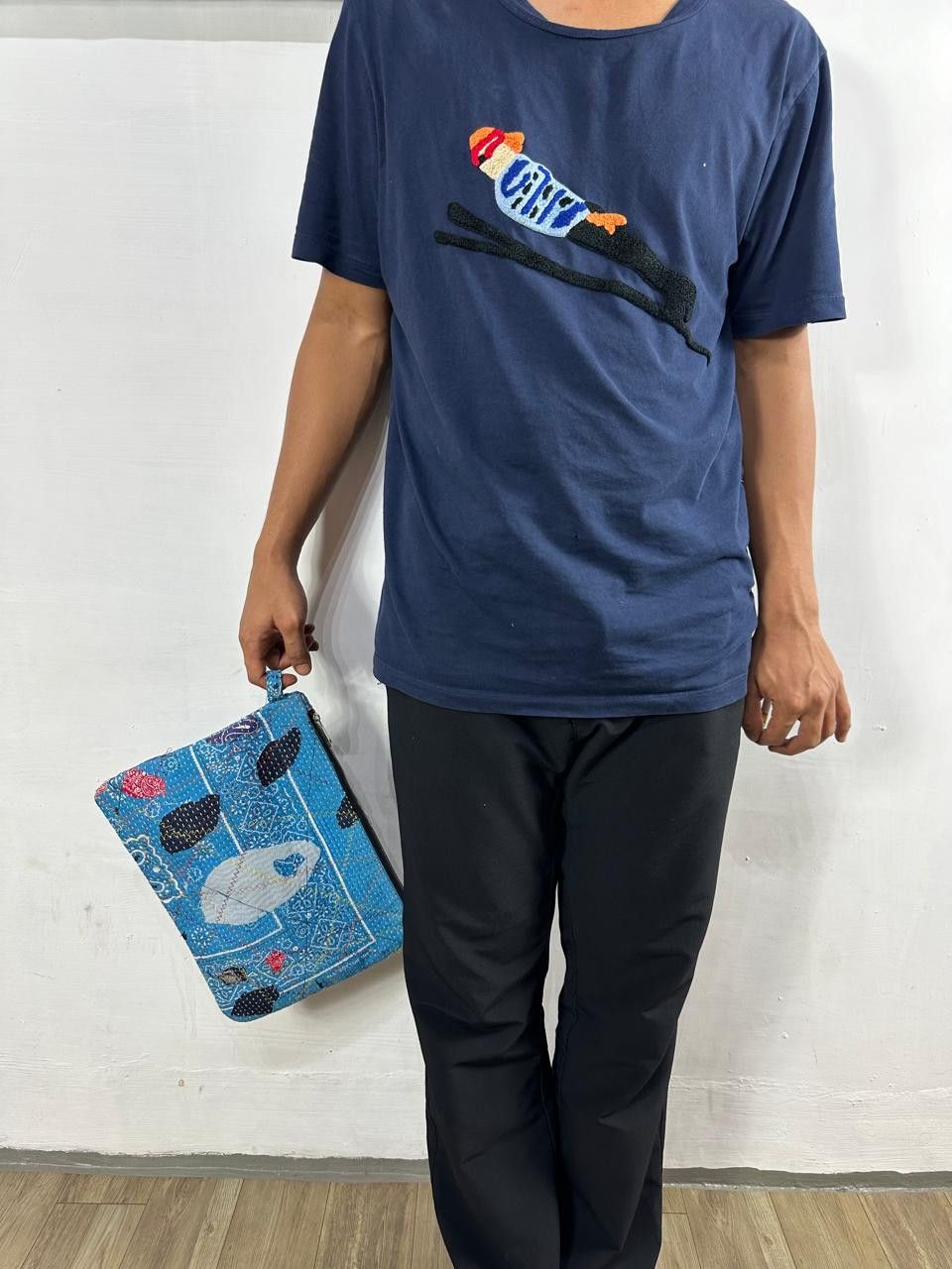 Handmade Custom Made Distressed Denim Paisley Patchwork Boro Clutch Size ONE SIZE - 9 Thumbnail