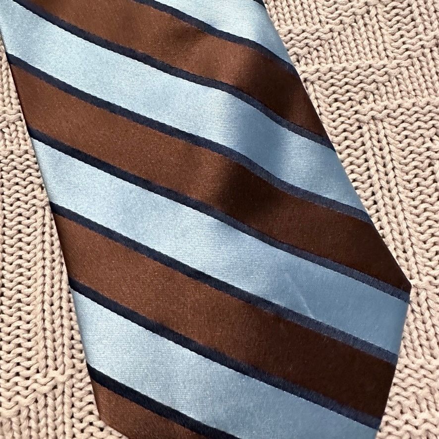 Stafford Vintage Stafford brown and blue striped silk tie Size ONE SIZE - 2 Thumbnail