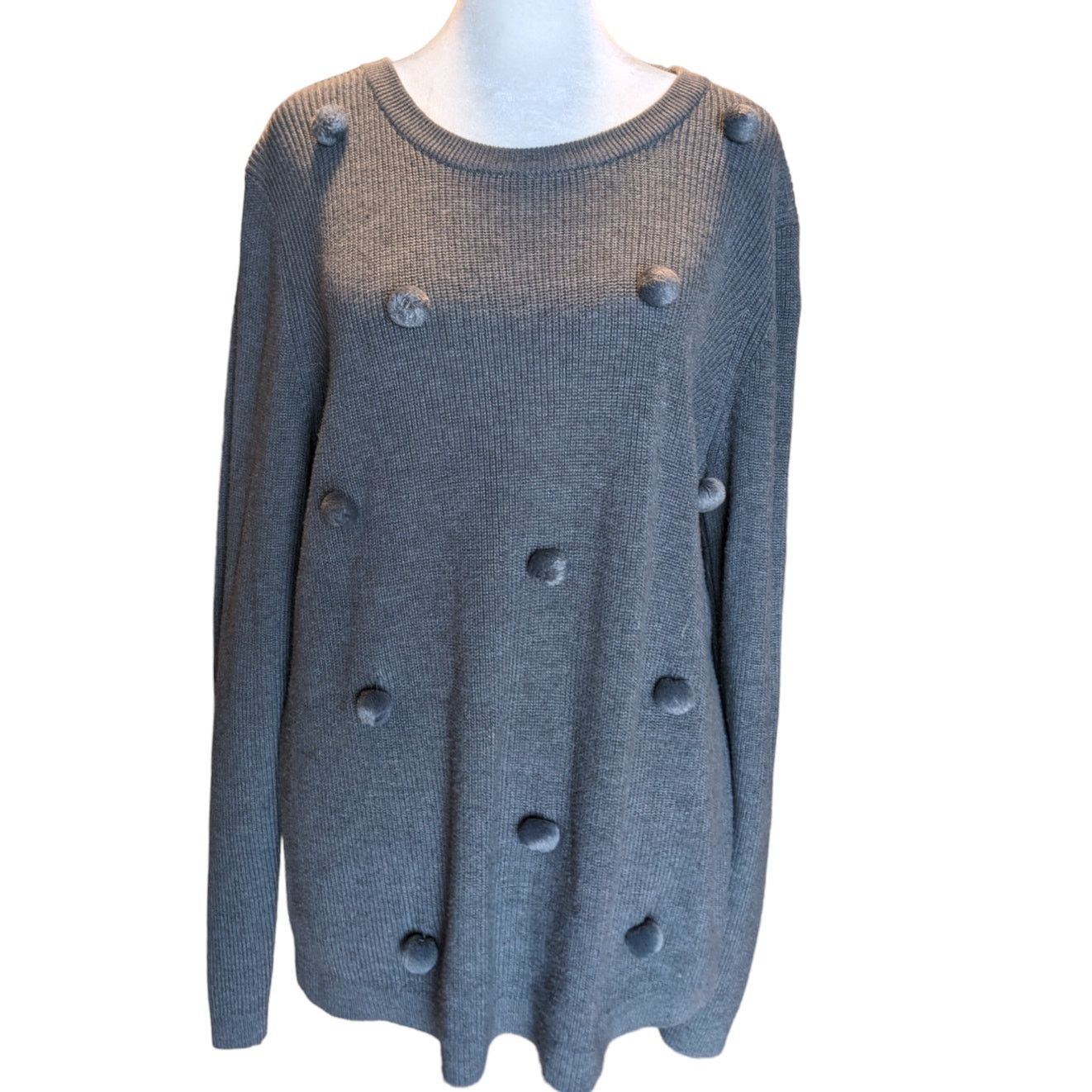 Other Ellison Gray Knit Pom-Pom Sweater Large Size L / US 10 / IT 46 - 1 Thumbnail